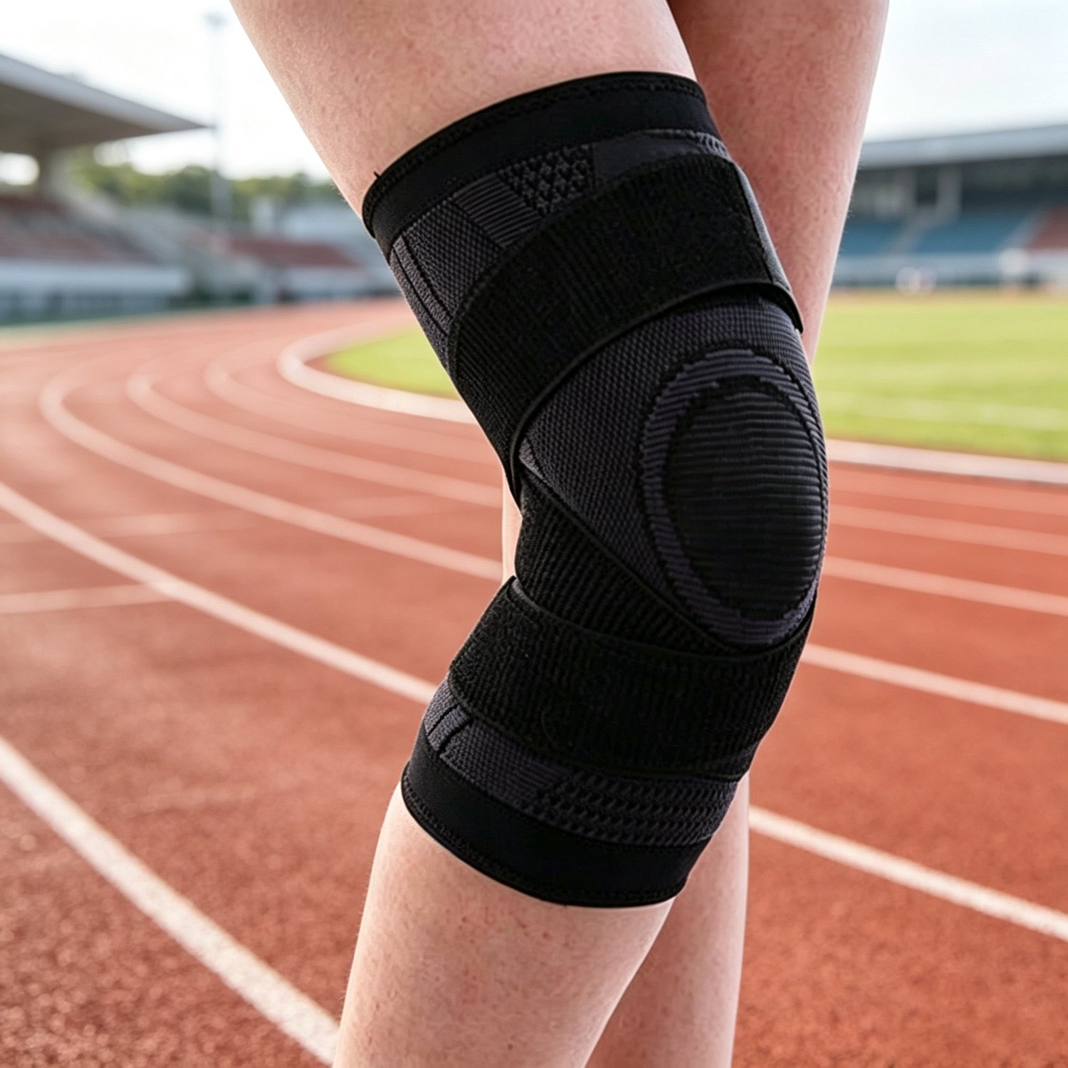 1 Paar Compressie Kniebraces Zwart XXL Verstelbare Riemen Pijnverlichting bij Meniscusletsel en Artritis Geschikt 95-110 kg Afmetingen 19*17*28 cm