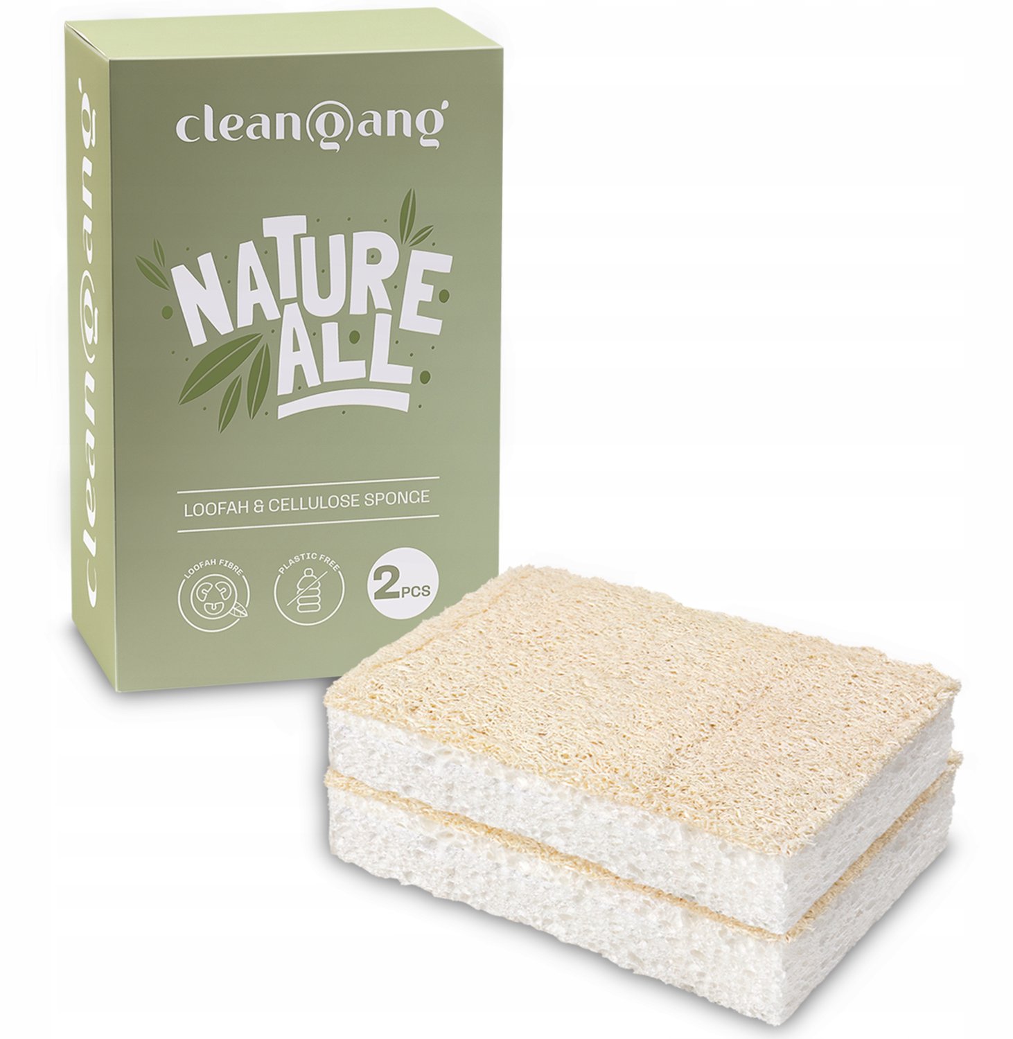 Ecologische vaatdoek van cellulose en luffa, 2 stuks