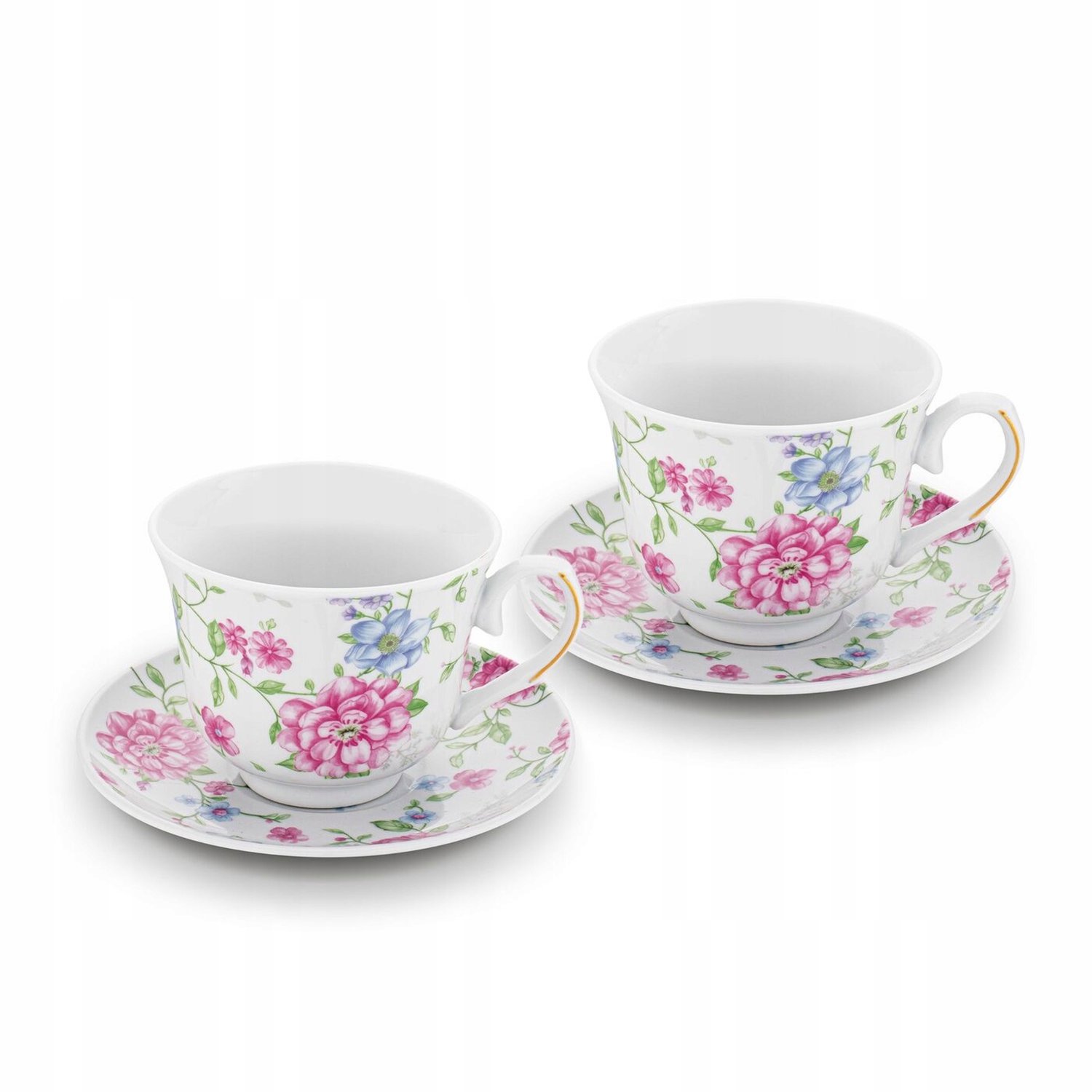 2 Porseleinen Koffie- en Theekopjes met Schotels in Cadeaudoos