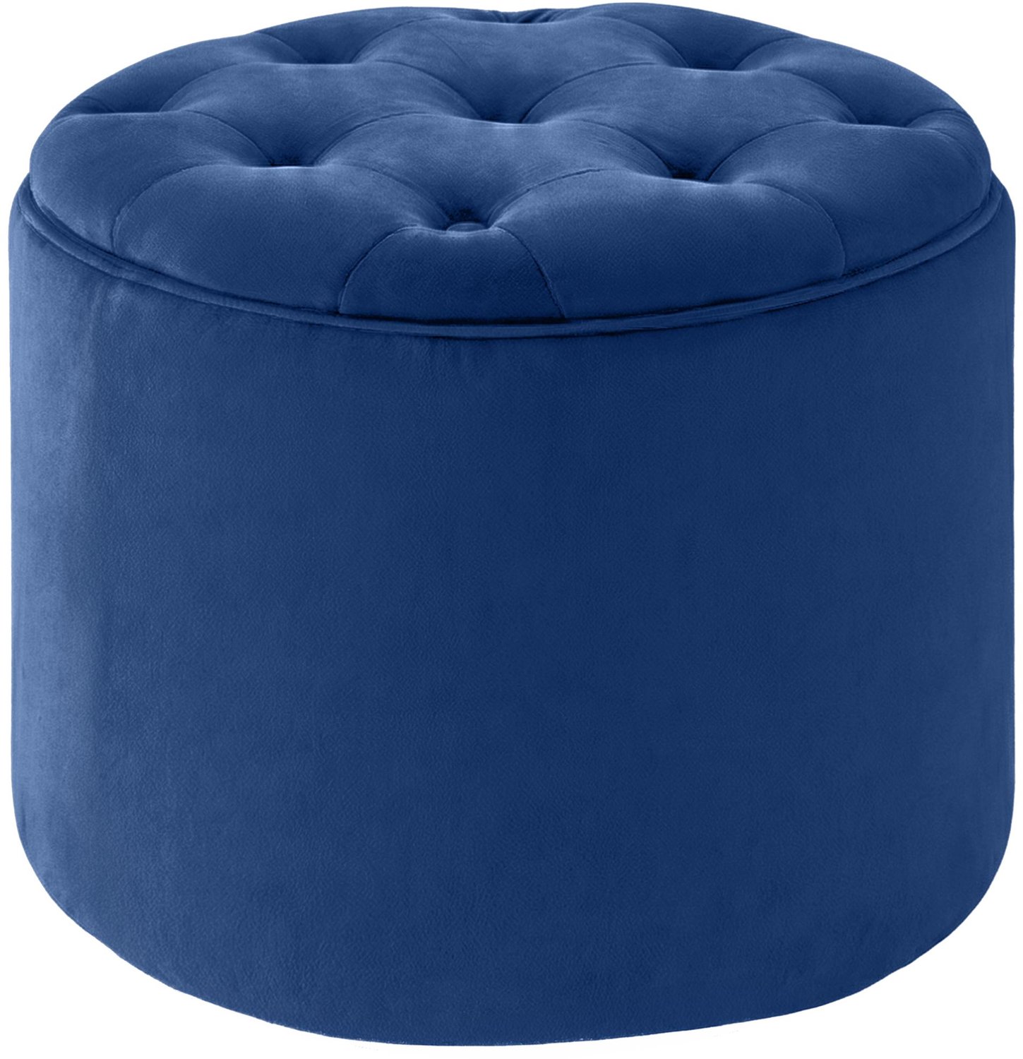 CLP Pantin - Ronde Poef met Opbergruimte - Chesterfield - Velvet - blauw