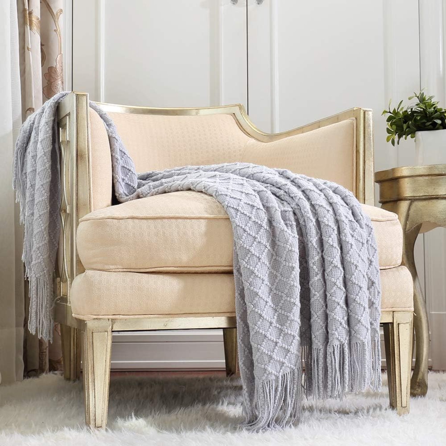 Famanu – Rustic Farm sofa deken, 127 x 152 cm, zacht en warm, perfect voor slaapkamer en woonkamer