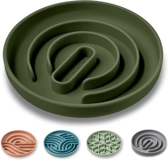 Famanu - Hondenbak, Anti-condens, Langzame Voeding voor Honden met Zuignap(18.5cm, Klassiek) Anti-Schrokbak voor Katten,, Antislip Siliconen