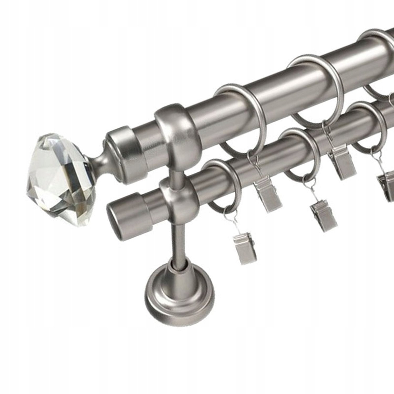 Dubbele Gordijnroede 100cm Zilver 25+19mm Diamant Decor