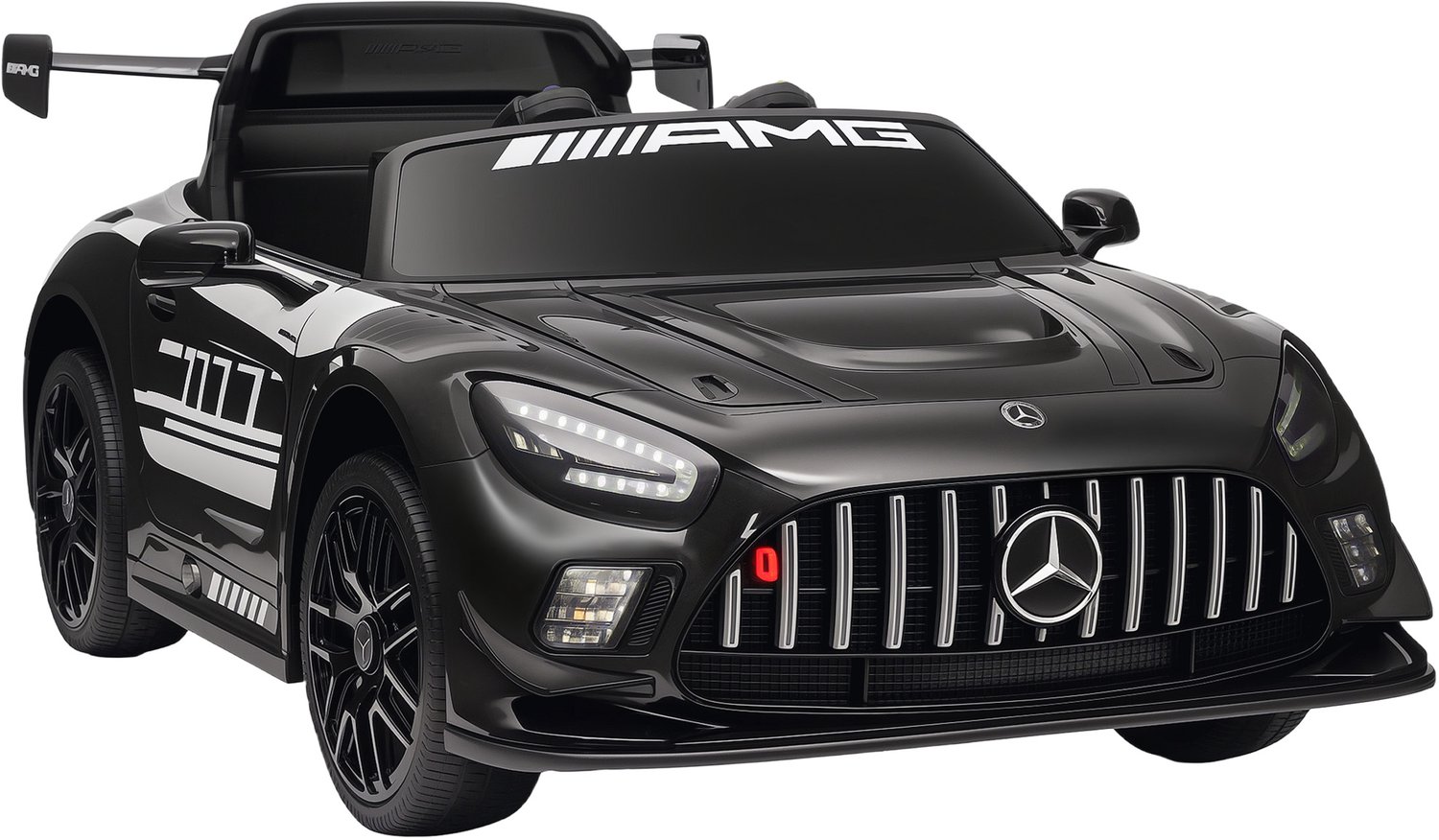 Playon Elektrische kinderauto Mercedes-AMG - Met afstandsbediening en muziek en ledverlichting - Met trekgreep en transportwielen - 115 x 66 x 44 cm - Zwart