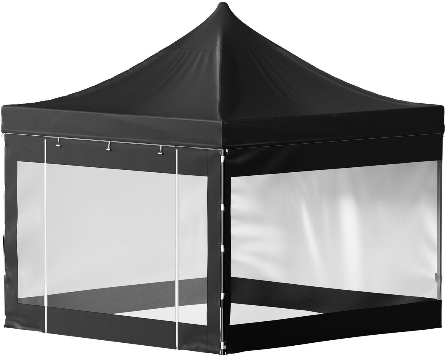 304-8 x 304-8 cm Pop-up partytent- tuinpaviljoen met afneembare zijwanden en draagtas op wielen- UV-bestendige waterdichte instant partytent voor feestjes- tuin en achtertuin- zwart