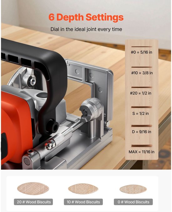 Plaatverbinder 5.9A- Plaatverbinderset met 11.600 tpm 760W motor- 45-graden centreerinkeping- hardmetalen zaagblad- houten lamellen- stofzak- verstelbare hoek en diepte- voor houtbewerking — afbeelding 4