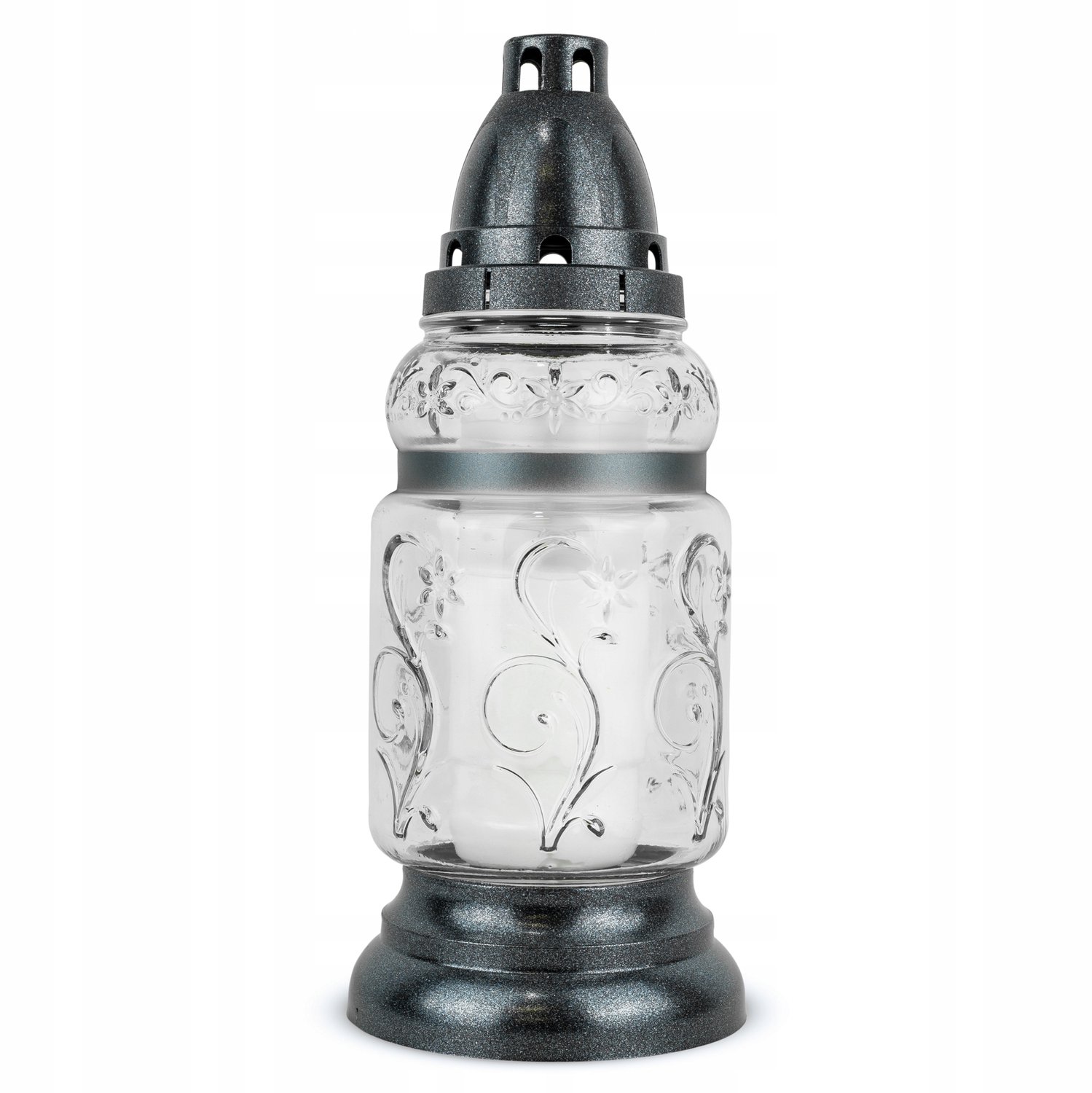 Traditionele Znicz 27 cm Zilver Glas Schilderij met Brandstof