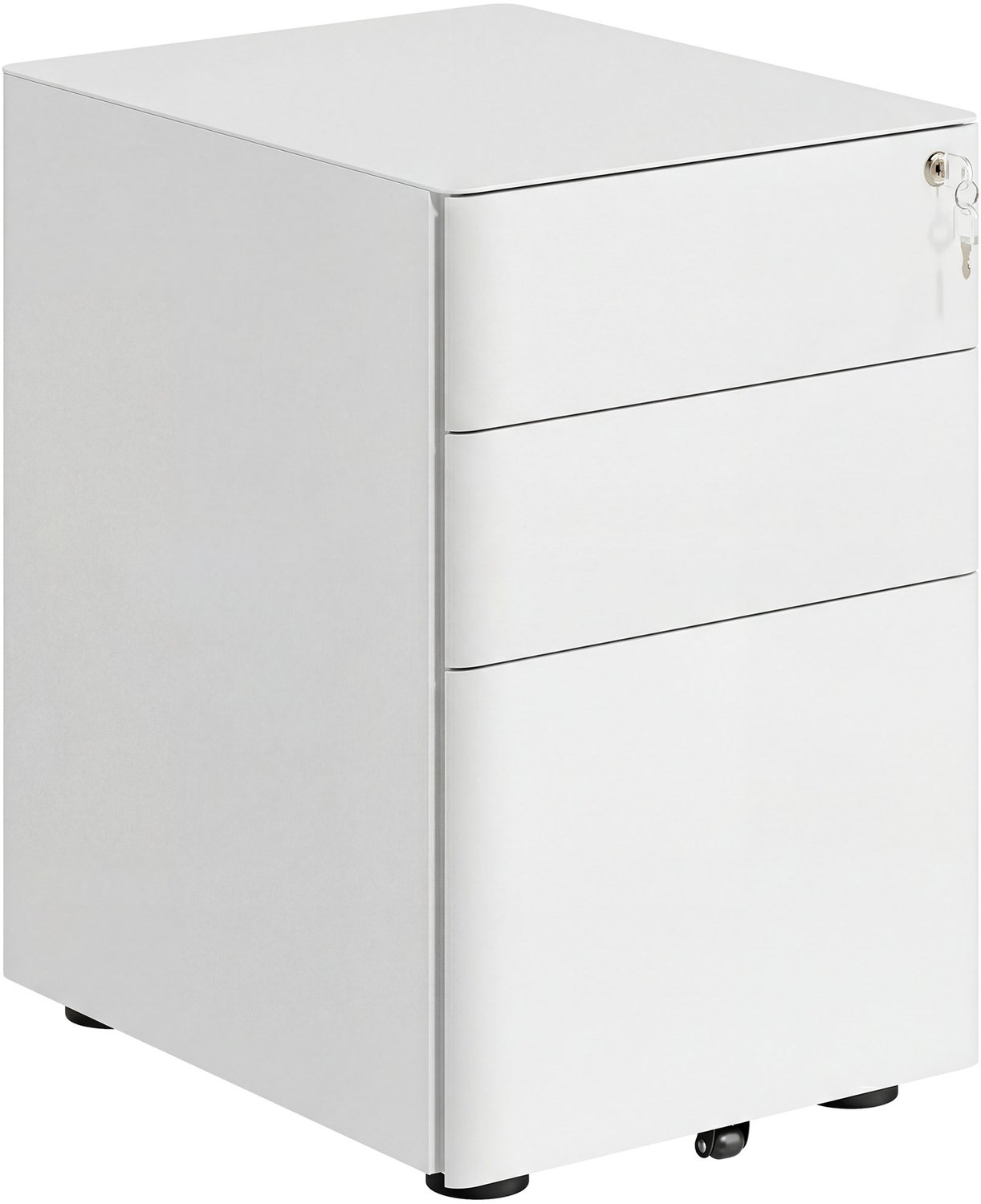 Vinona Ladeblok - Met 3 afsluitbare lades en hangmappenlade - Op wielen - Staal - 39 x 48 x 59 cm - Wit