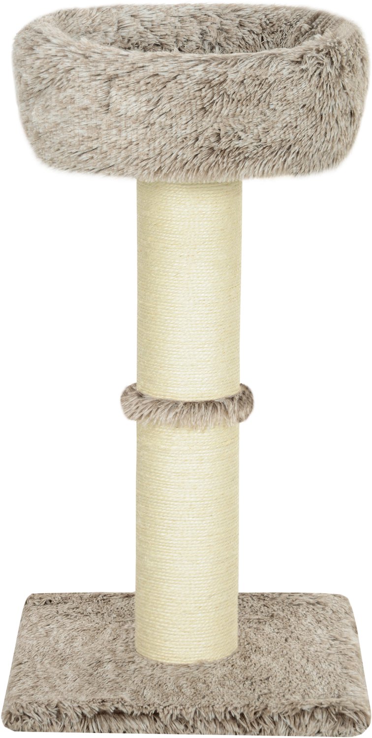 Pawona Krabpaal met pluche kattenmand - 45 x 45 x 87 cm - Bruin