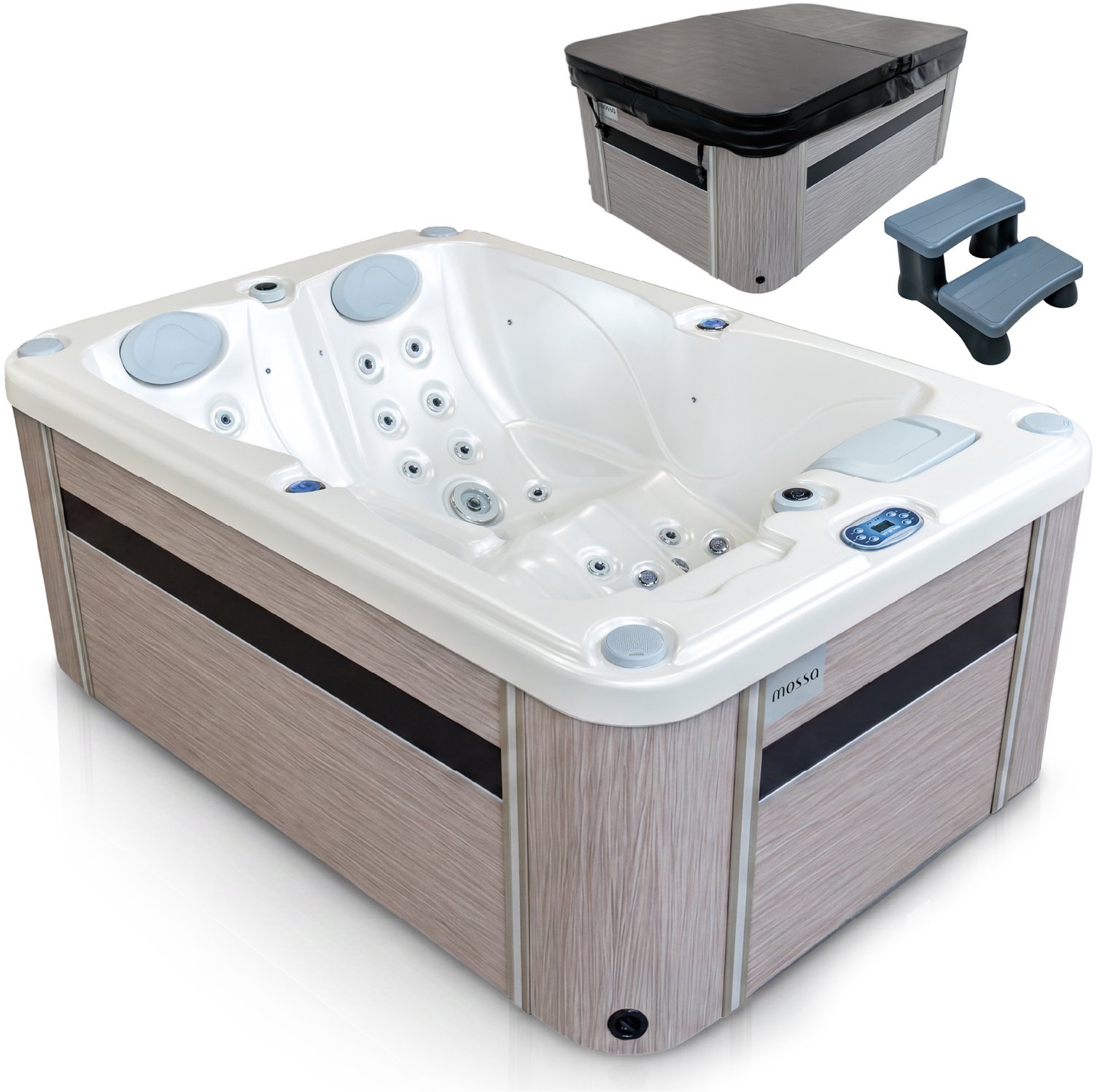 MOSSA VL-2P-PRO-PW-LB-Z Buitenspa 2 Persoons - 50 Jets - 600 L