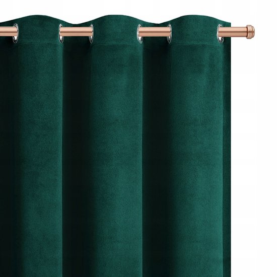 Luxe Velours Gordijn Buttelgroen 140x250cm - Verduisterend met Ring Goud