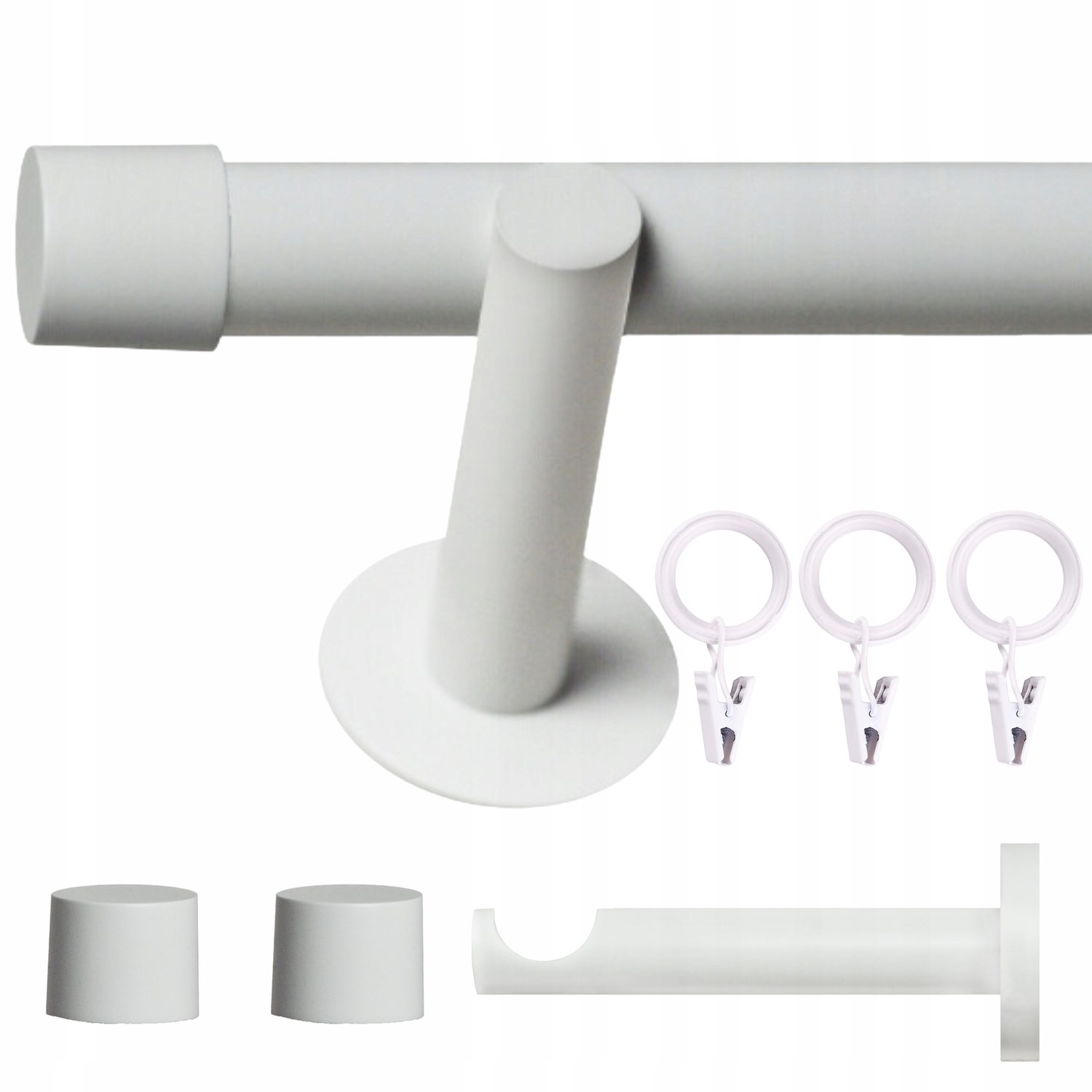 Merkloos Enkele Gordijnroede 240cm Zwart/Wit - 19mm