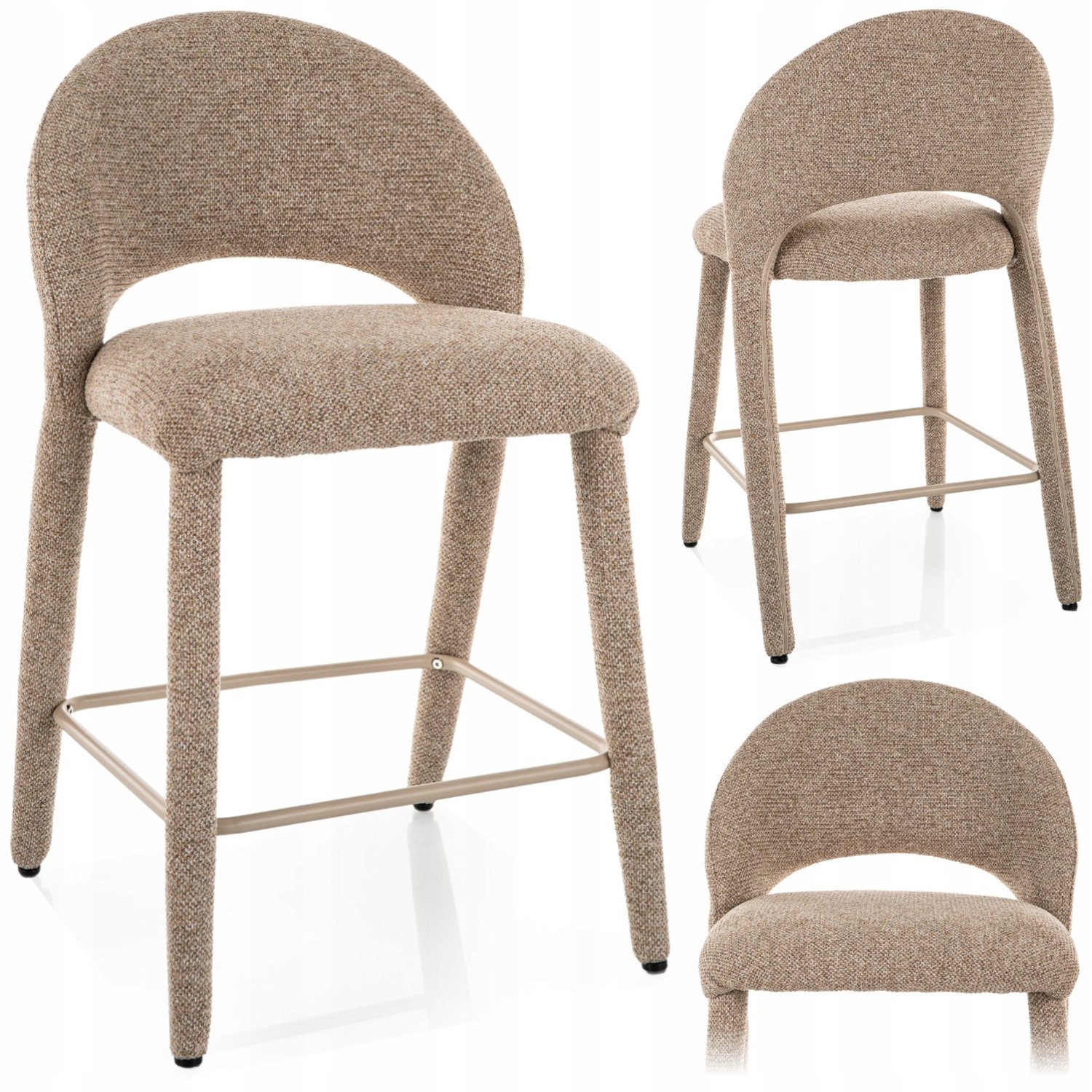 Beige Stoffen Barstoel met Rugleuning FLO H-2 - Stijlvol Keukenmeubel
