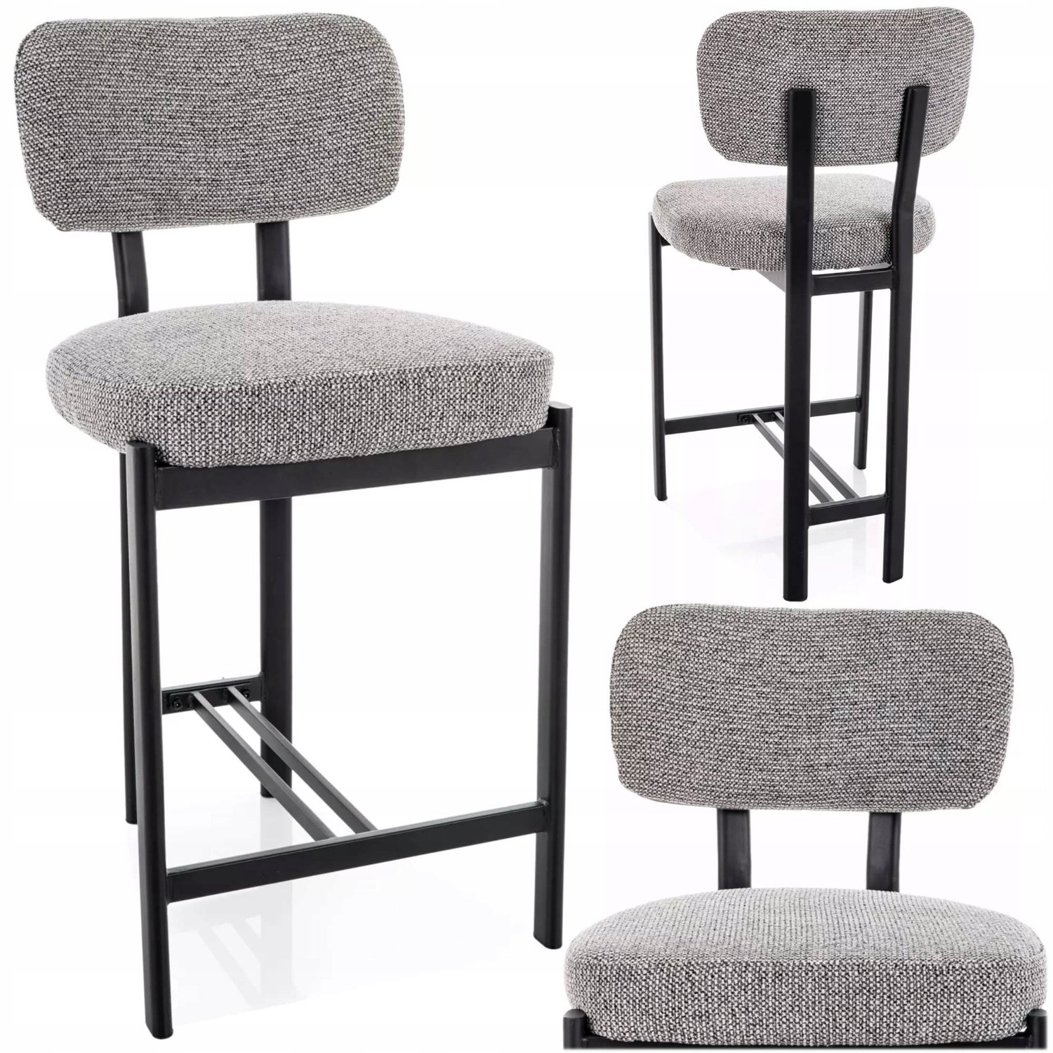 Misaki H2 Barker Stoel - Grijs Stof & Zwart Metaal