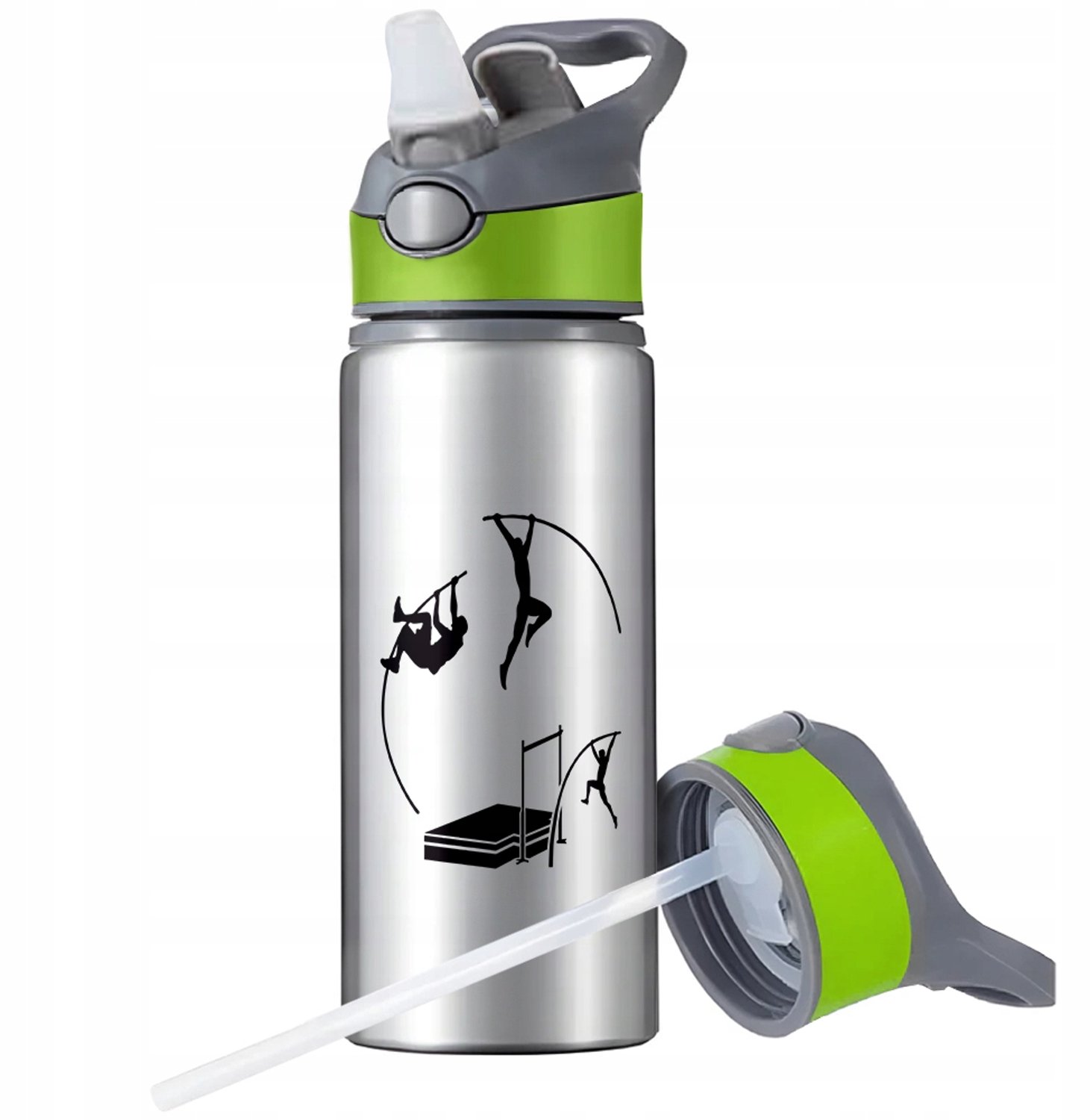 Merkloos Aluminium Sport Bidon 650ml met Rietje en Handvat