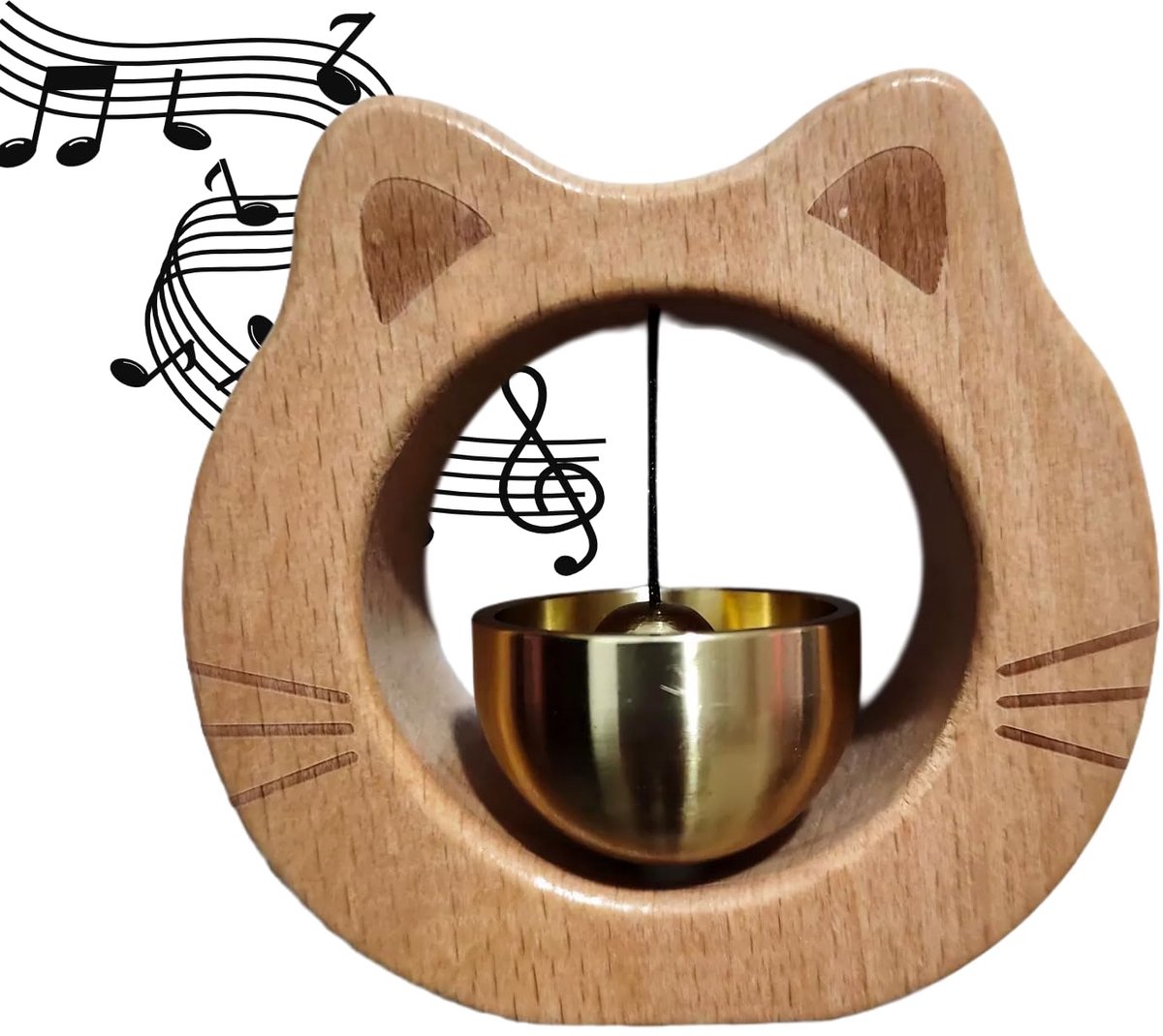 Deurbel - deurbel draadloos - Deurbel - houten - magnetische muursticker - Vintage houten Deurbel - Vintage - Met koperen bel - decoratie woonkamer - slaapkamer decoratie - Wanddecoratie - kerst cadeautjes - kerstcadeaus voor volwassenen - 1 stuk
