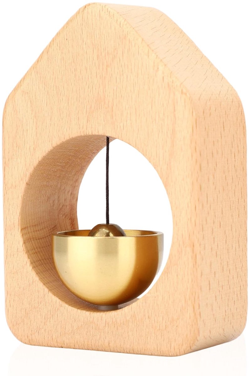 Deurbel - deurbel draadloos - Deurbel - houten - magnetische muursticker - Vintage houten Deurbel - Vintage - Met koperen bel - decoratie woonkamer - slaapkamer decoratie - Wanddecoratie - kerst cadeautjes - kerstcadeaus voor volwassenen - 1 stuk
