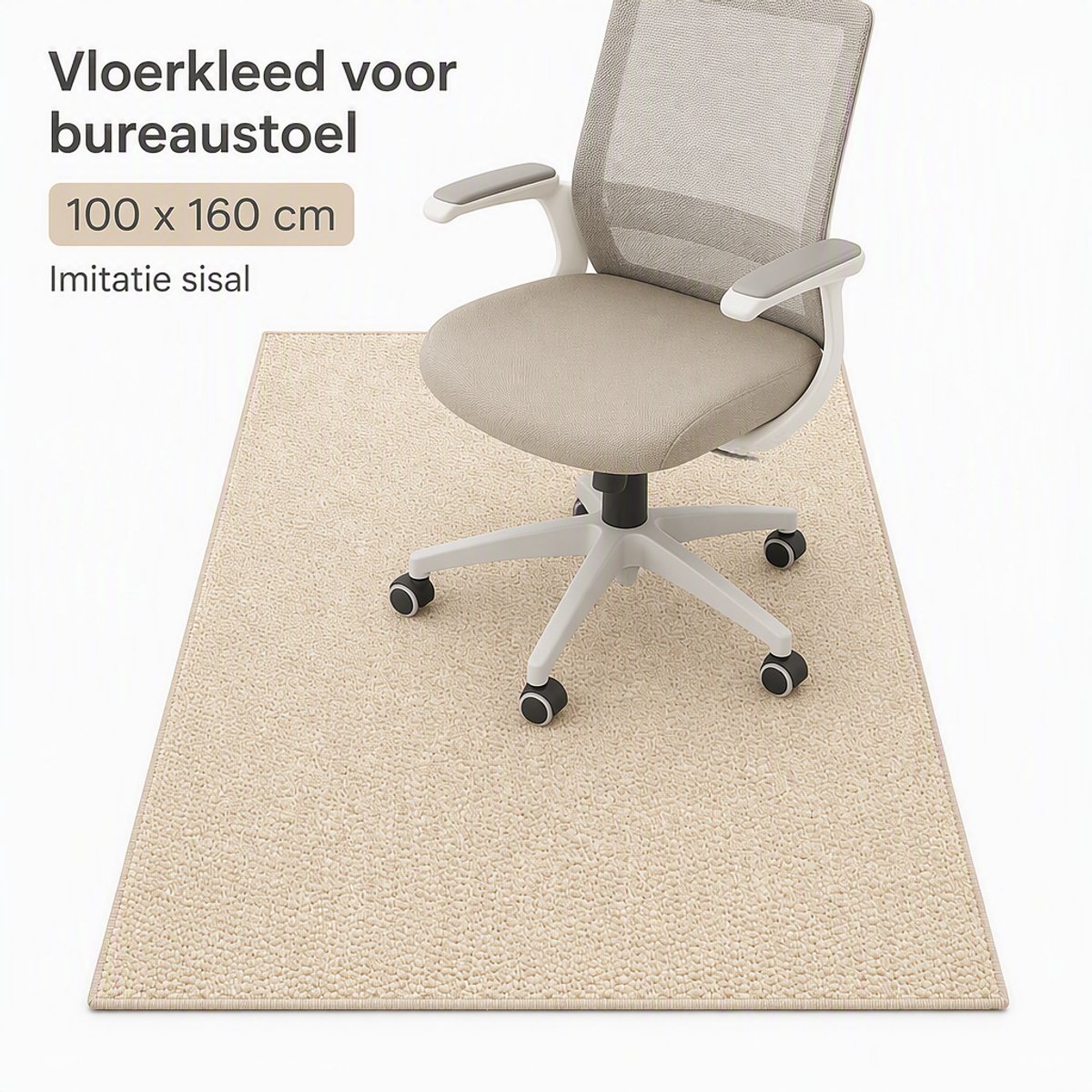 TEKROA® Vloerbeschermers - 100x160cm - Bureaustoelmat- Vloermat - Antislip - Gemakkelijk schoon te maken – Vloermat voor harde vloeren - Beige