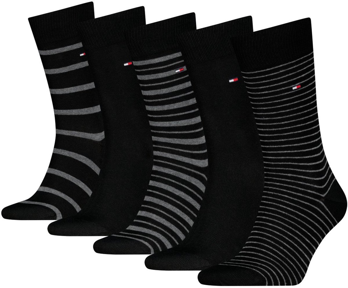 Tommy Hilfiger Sokken Heren - Giftbox Stripe Zwart - 5 paar hoge sokken - Maat 43/46