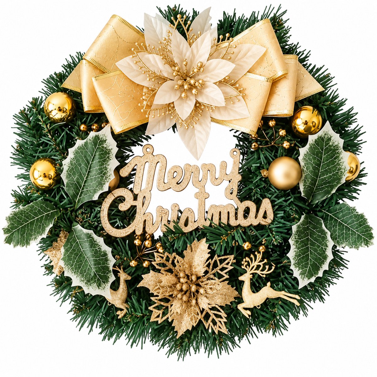 Nina’s Giftshop® Kerstkrans 30 cm – Deurkrans met Kerstballen – Kerstversiering & Kerstdecoratie