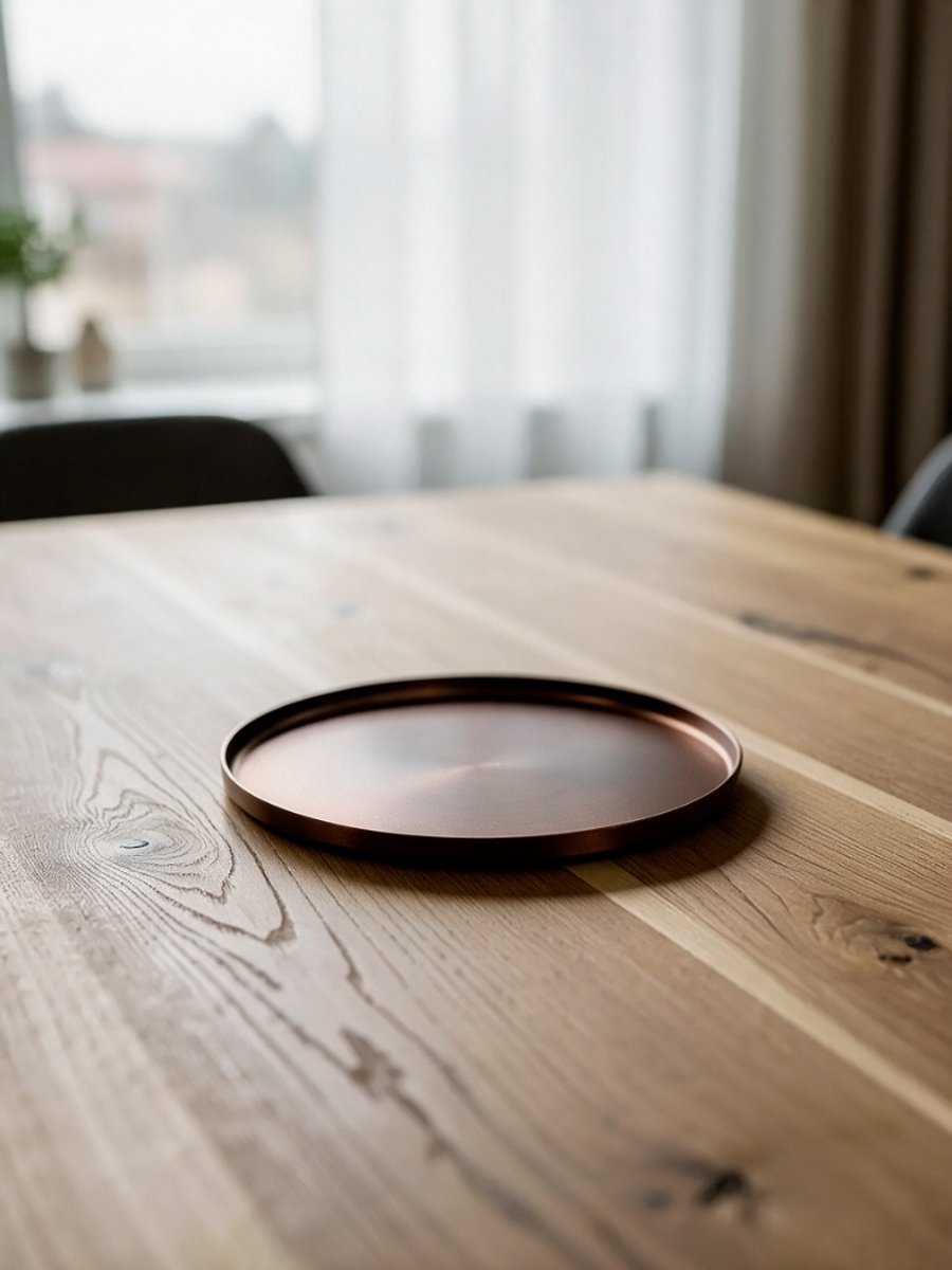 STILL Schaal Rond Brons Metaal 18x1,5 cm | Decoratief Plateau voor Woonkamer en Tafel