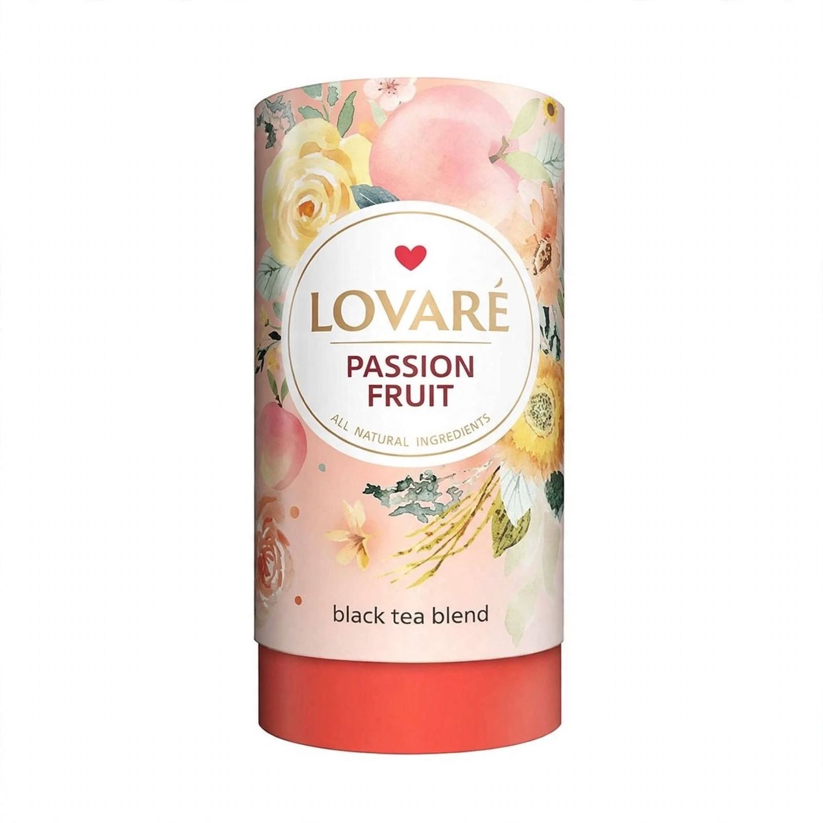 LOVARÉ Passion Fruit Thee 80 g – Losse Zwarte Ceylon Thee – Perzik & Passievrucht – Premium Vruchtenthee