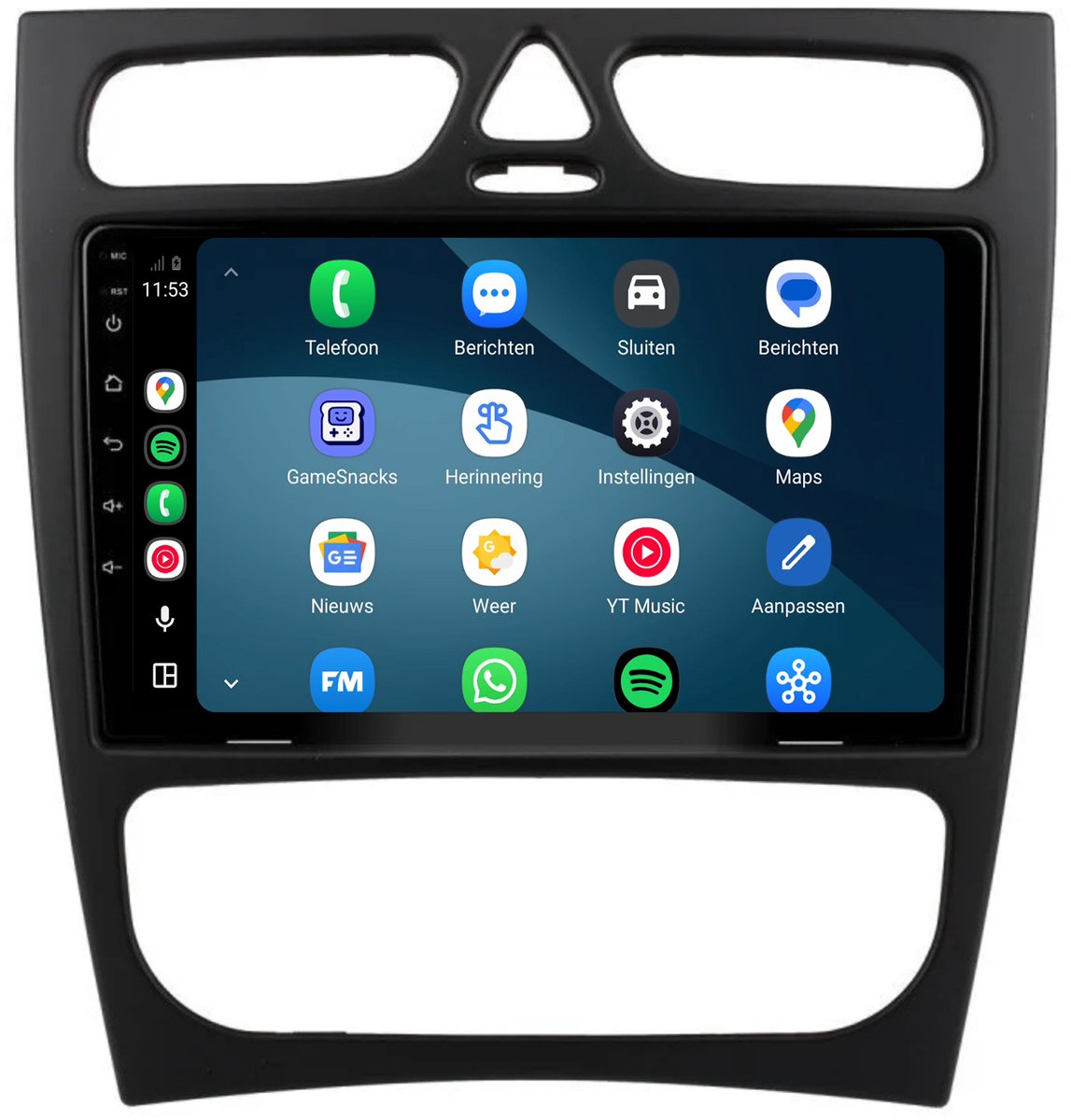 CarPlay autoradio geschikt voor Mercedes C-Klasse W203 | 2000 t/m 2004 | Cartronix CTX-7052 | 2000 2001 2002 2003 2004 | 9 inch | Android 15 | Draadloos Apple CarPlay & Android Auto | 2GB + 32GB | Bluetooth & Wifi