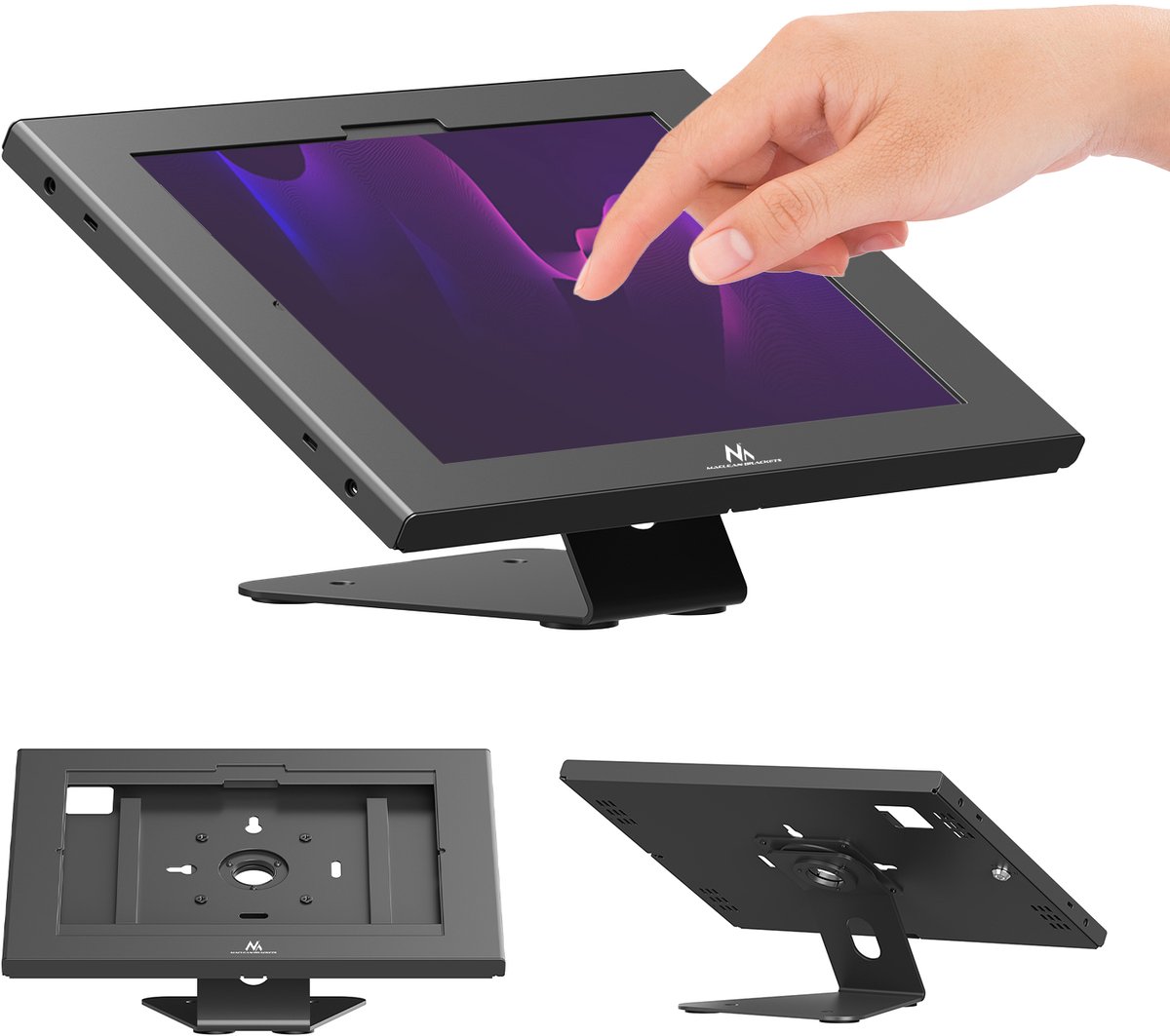 Maclean-tablethouder met vergrendeling, 12,4"-13", iPad Air/Pro, Samsung Tab S10+/S9+/S8+/S7+, 257 x 350 x 22 mm, MC-956 B