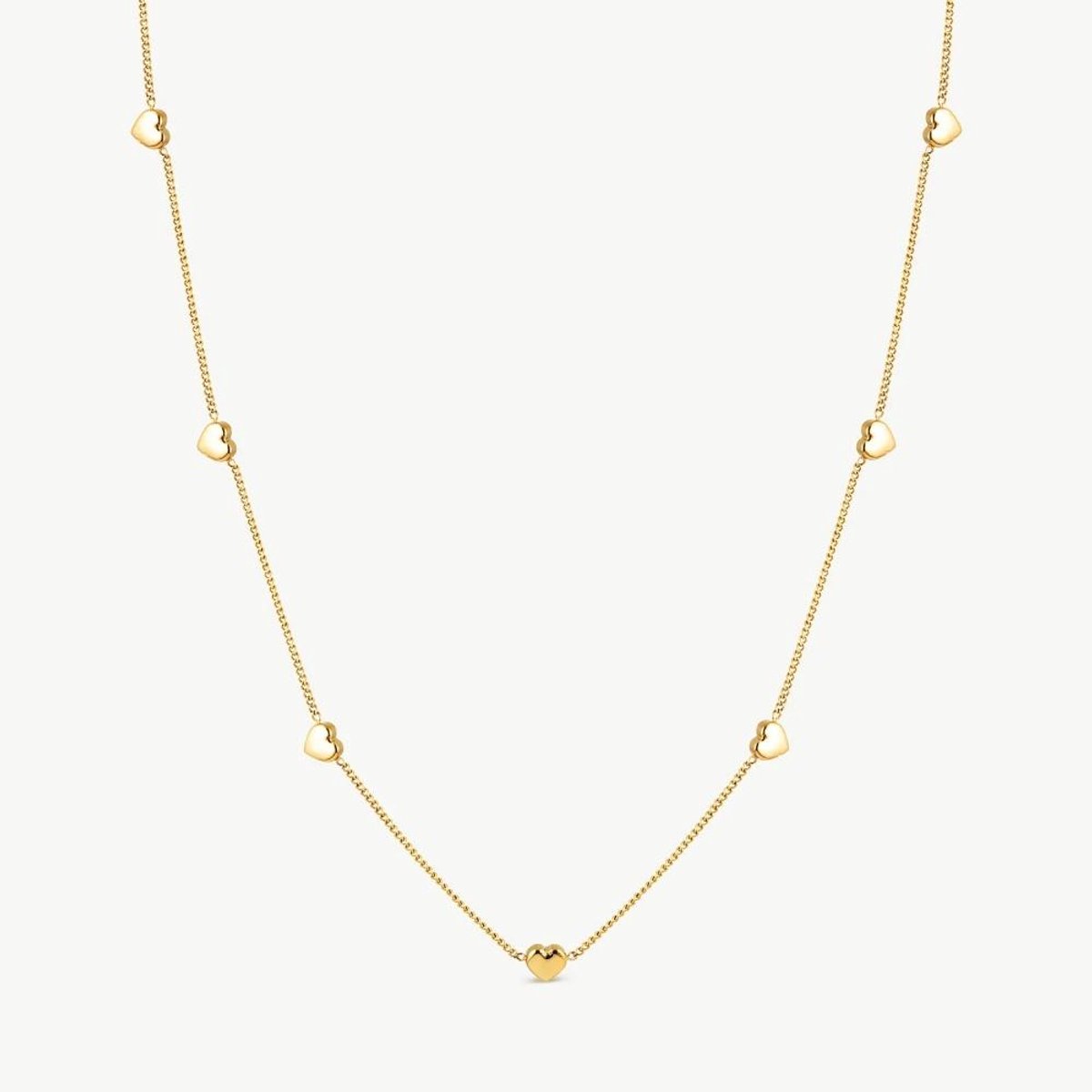 Victorious Goudkleurige Ketting Dames – Halsketting met Hartjes – RVS - 37 - 42cm