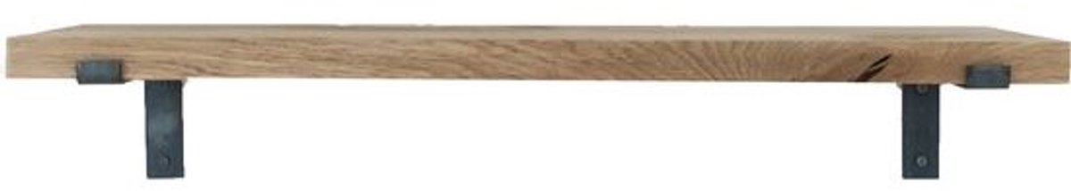 GoudmetHout Lichte Eiken Wandplank - 260x25 cm - Plankdragers L Zonder Coating Licht eiken