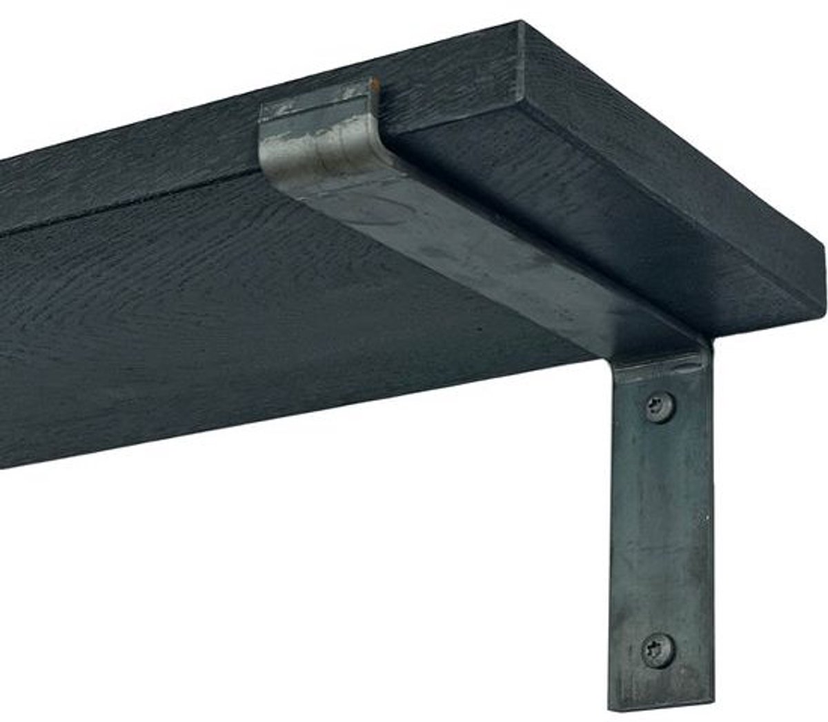 GoudmetHout Zwarte Eiken Wandplank - 260x20 cm - Plankdragers L Zonder Coating Zwart eiken