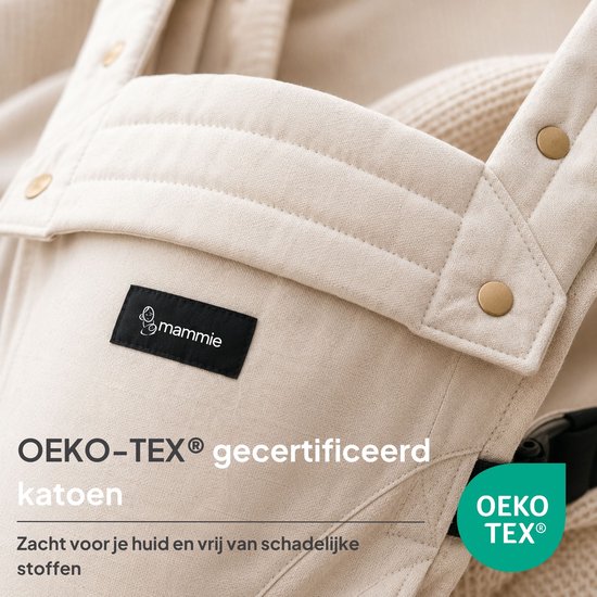 Mammie AVAIRE Draagzak Baby - Ergonomisch 0-36 mnd - Buikdrager Tot 16 kg - OEKO-TEX® Katoen - Crème van MAMMIE — afbeelding 3