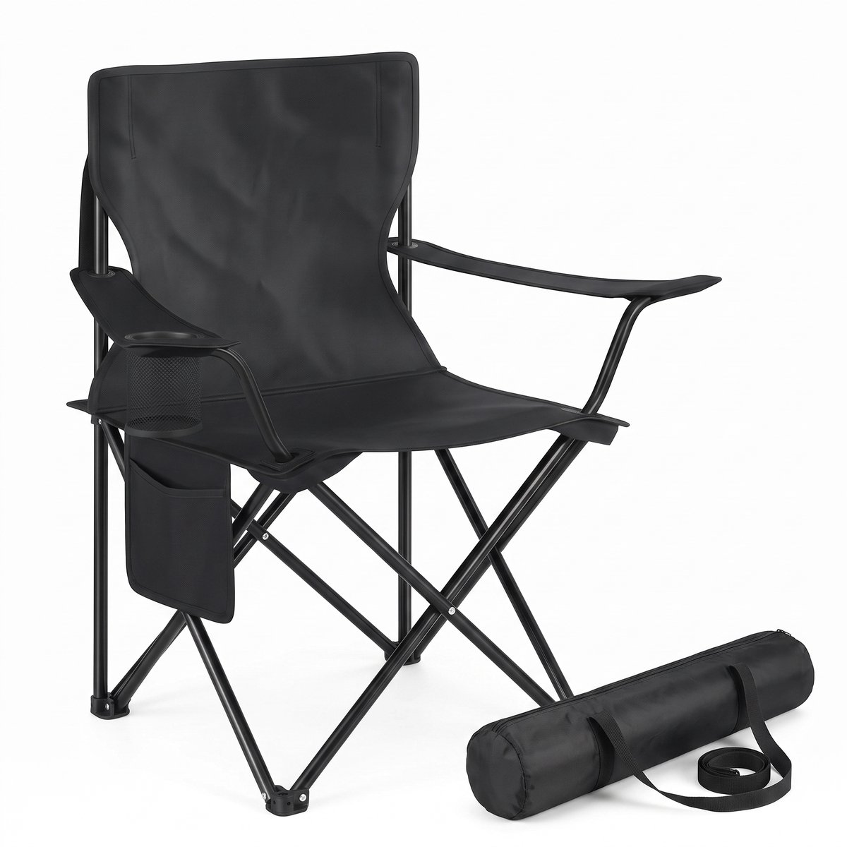 YAR - Simplechair - Campingstoel - Inklapbaar Visstoel - Vouwstoel - Comfortabel - Opvouwbaar Stoel - Max. 120 KG - Zwart
