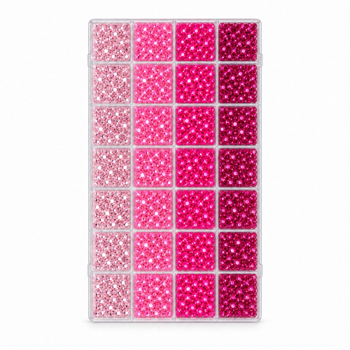 Currero Bedazzle Kit - Bedazzling - Plakstenen - Strass Steentjes - DIY Versieren - 32 Vakken - Nagel Decoratie - Met Pincet En Applicator - 3/4/5/6mm - Roze