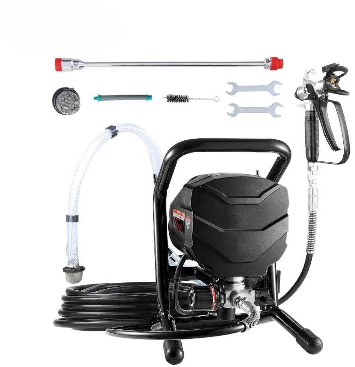 GDE - Airless Verfspuitmachine – Hogedruk Verfspuit - Muurverf - Latex - Lak – Spuitpistool - Verlengstuk en Slang - 3000 PSI - 650W