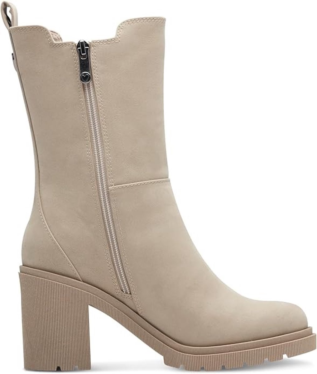 Marco Tozzi 2-25445-41 349 kleur Taupe Nubuck Chelsea Halfhoge laars met blokhak rits maat 41