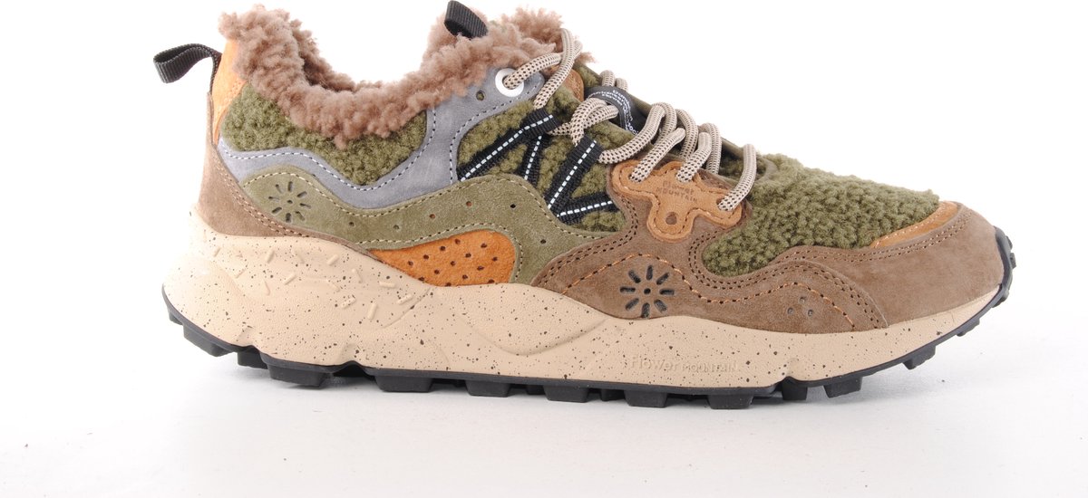 Flower Mountain heren sneaker Yamano suède en wol bruin kaki