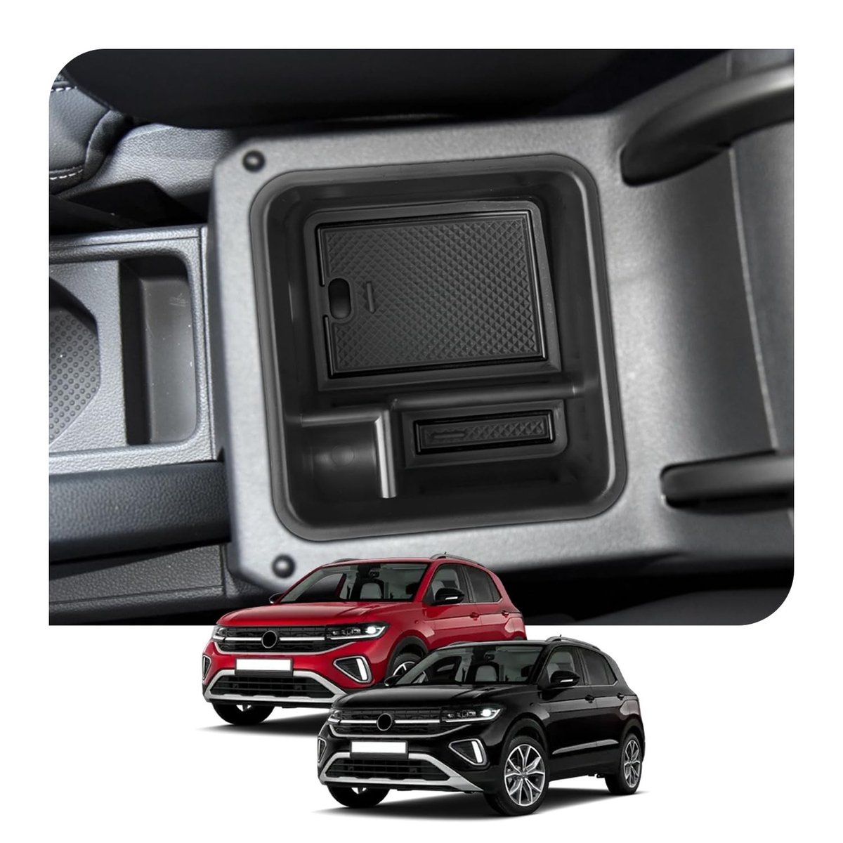 Elzusha - Middenconsole Organizer voor VW T-Cross 2019-2025 - Zwart