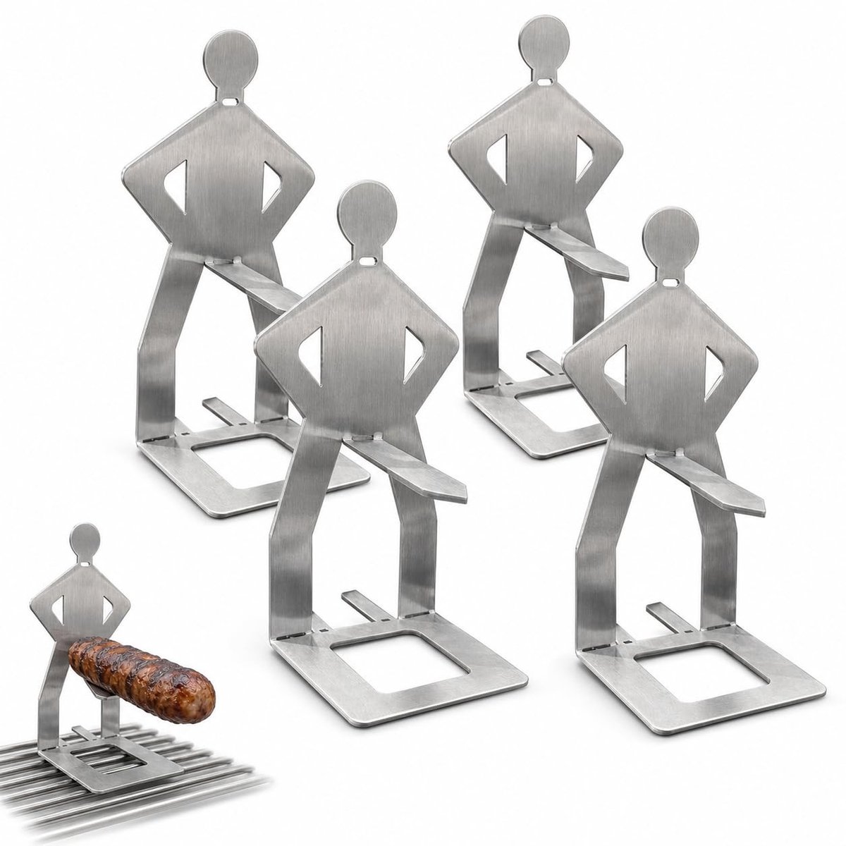 Elzusha - Set van 4 Sausage Holders - Vouwbare metalen barbecue stands
