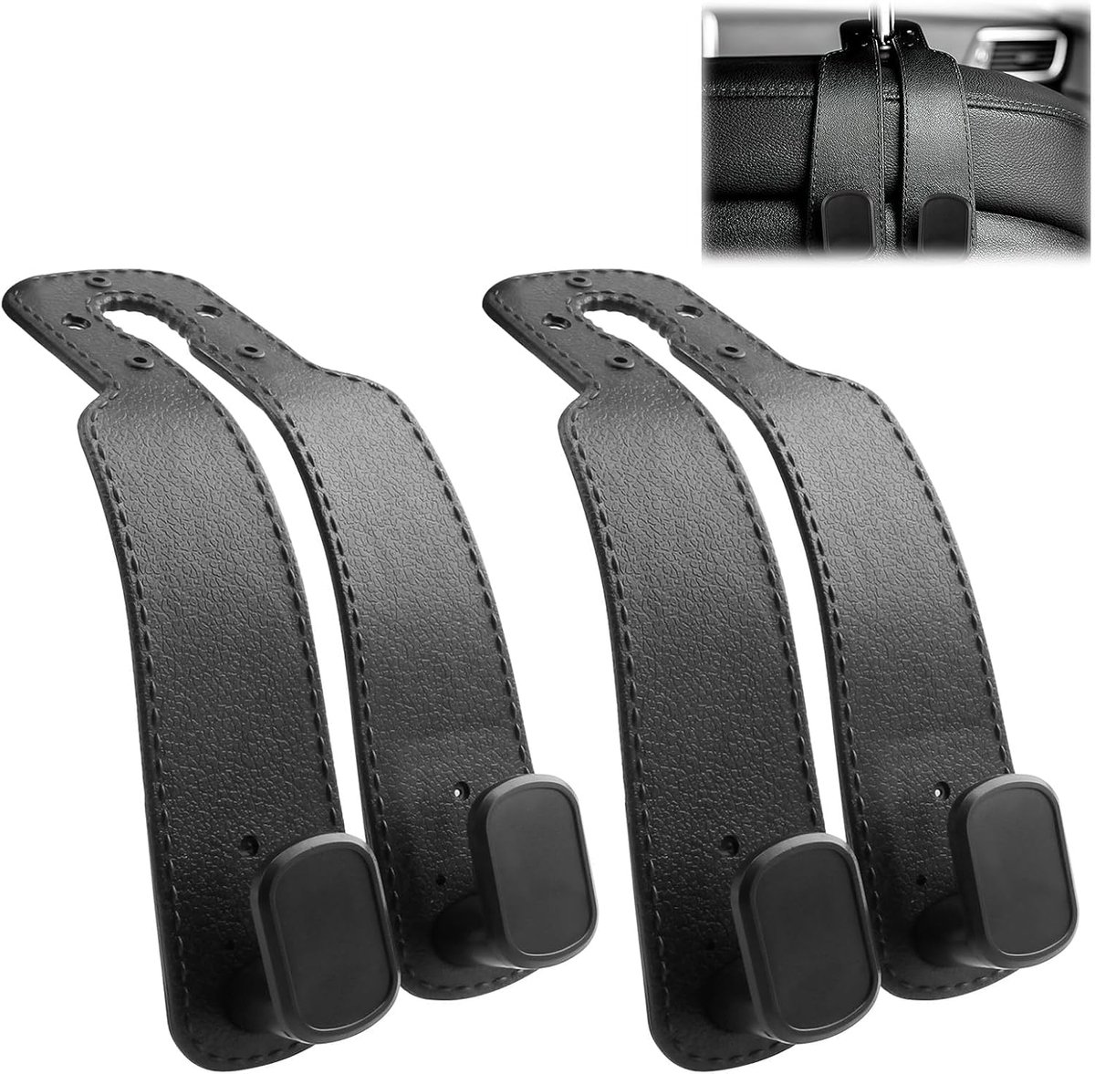 Hoofdsteun Haken - Zit Organizer - Auto Opbergen - Dubbele Haak Ontwerp - 15.5 CM Lengte - Zwart