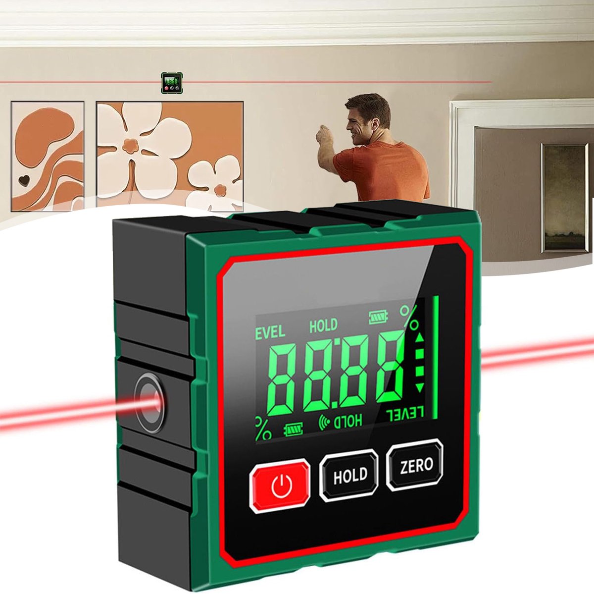 Magnetische Digitale Hoekmeter Met Dubbele Laser - Digitale Waterpas Met Usb-Oplaadfunctie - Digitale Waterpas Voor Houtbewerking