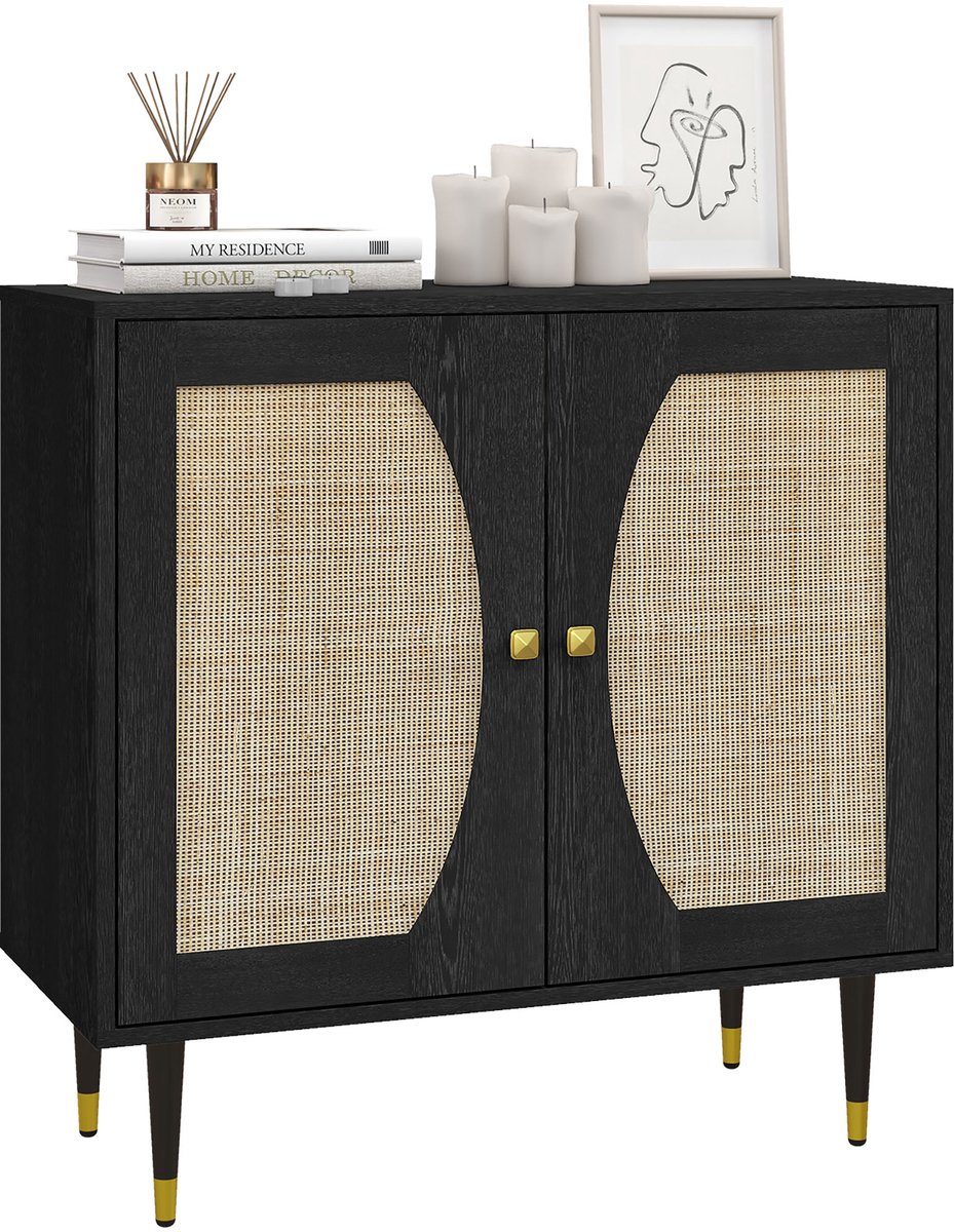 Homcom Dressoir - Spaanplaat - 80x38x79cm - Zwart