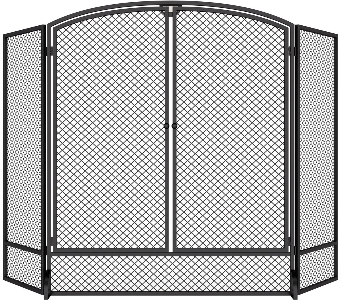 HOMCOM Haardscherm - Metaal - 122 x 10 x 75 cm - Zwart