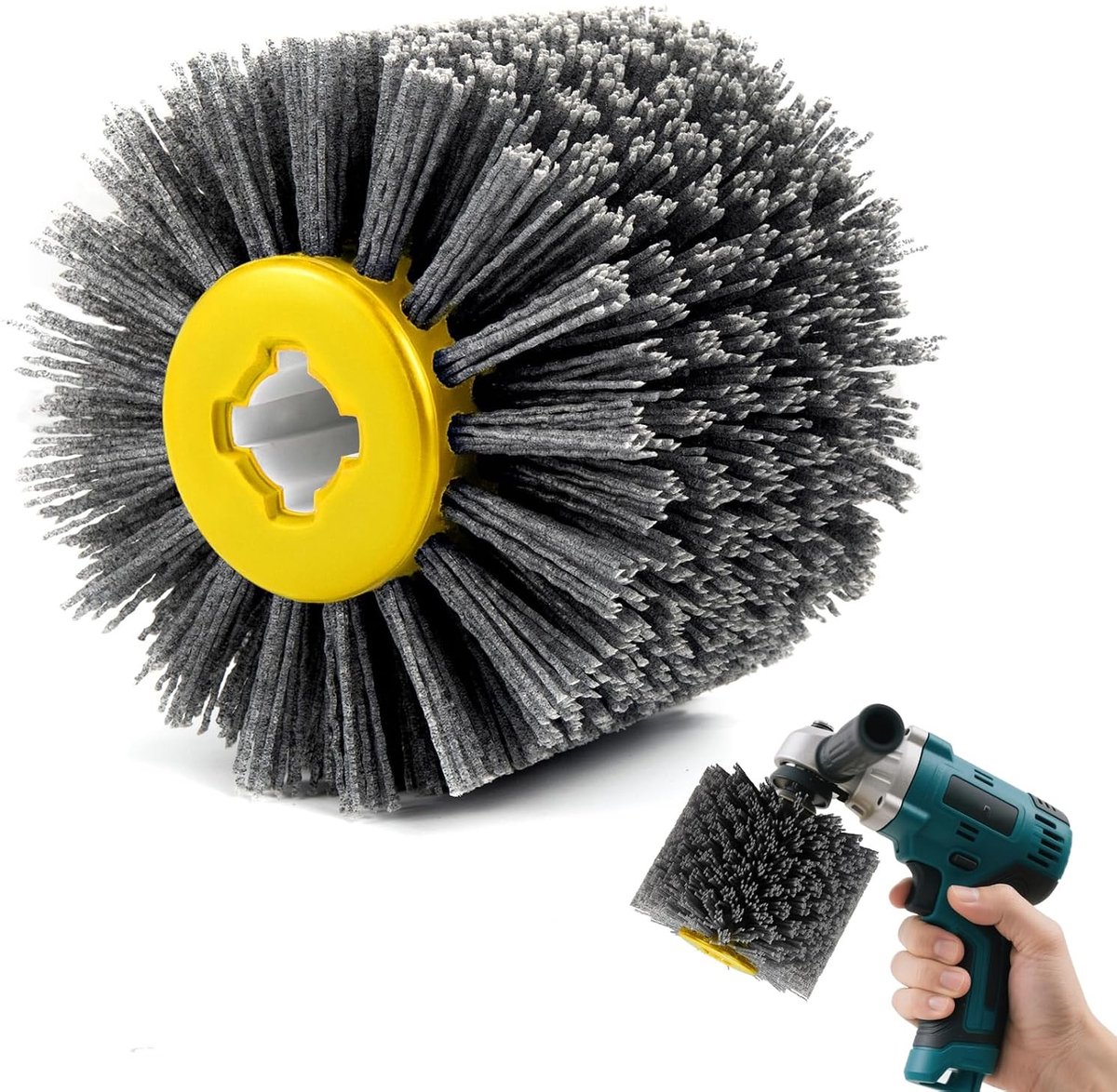 Nylon Schuurborstel voor Haakse Slijper, Grit 80/120, 100mm Breed, 120mm Diameter, Polijstborstel voor Houtbewerking en Satijnafwerking