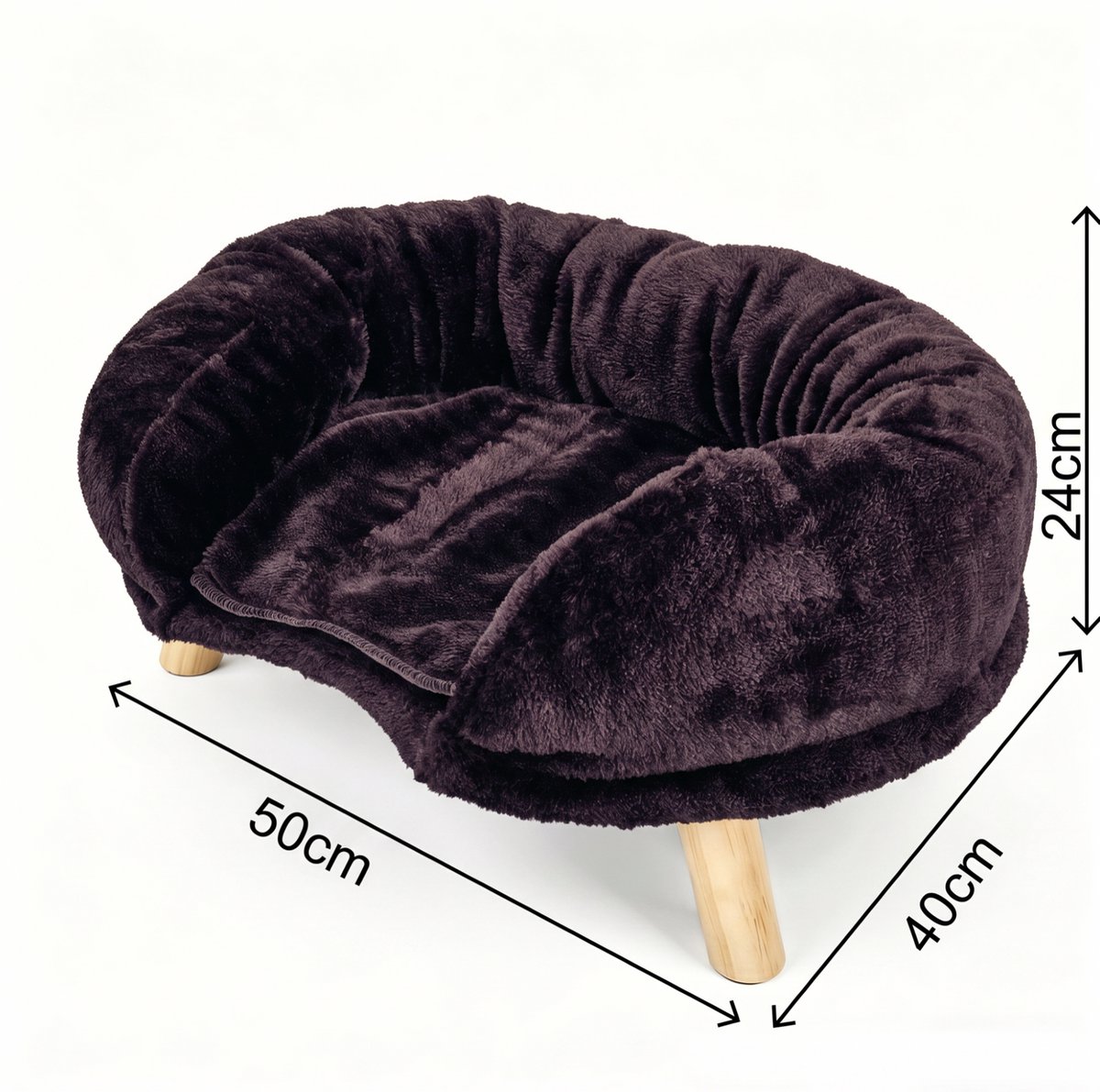 Kattenbank – 50 x 40 x 24 cm – Polyester – Bruin – Antislip Onderzijde met Opstaande Rand voor Katten