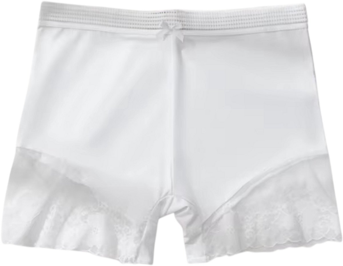 Dames Mid-Rise Slip met Kant – Comfortabel Ademend Stretch Ondergoed, Sexy Damesonderbroek - Wit - Maat XL