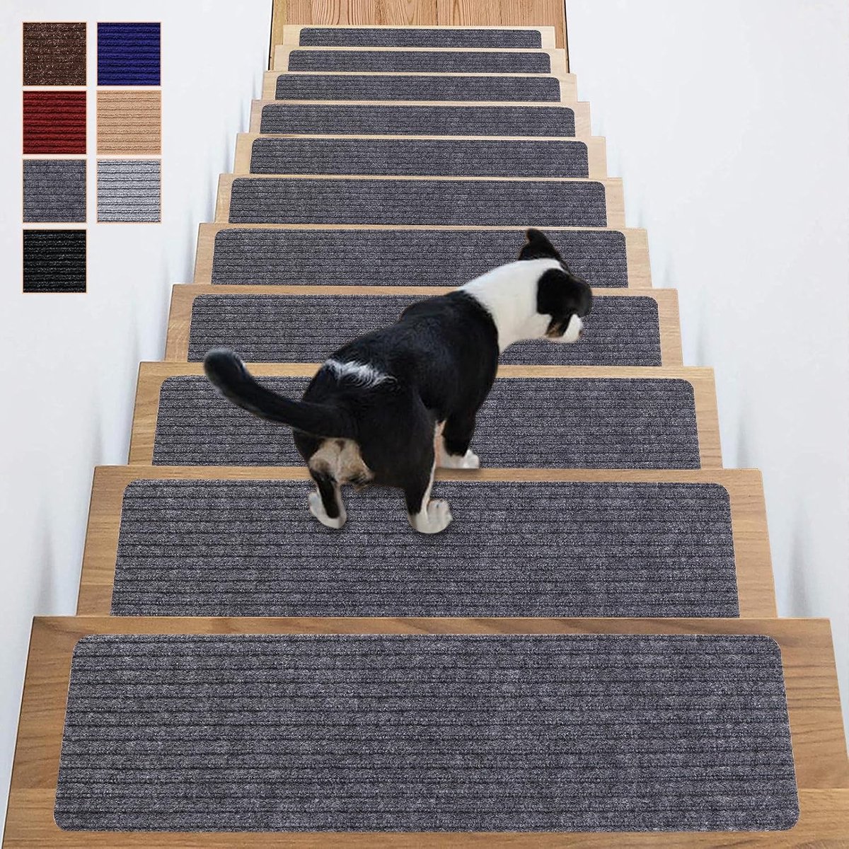 10 stuks - Trapmatten - 76×20 cm - Rechthoekig - Antislip Trapmatten - Antislipmat voor de trap - Vilten zelfklevende trapmatten - Antislipstrips - Antislipmat voor binnen - Veiligheidskleed - Voor kinderen, ouderen en huisdieren - Grijs - TENGYIF®