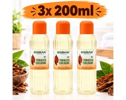 Bebak Tütün Kolonyası 80° – 3x 200 ml PET Voordeelverpakking | Tabak Eau de Cologne | Handhygiëne & Luxe Geur | Turkse Klassieke Cologne