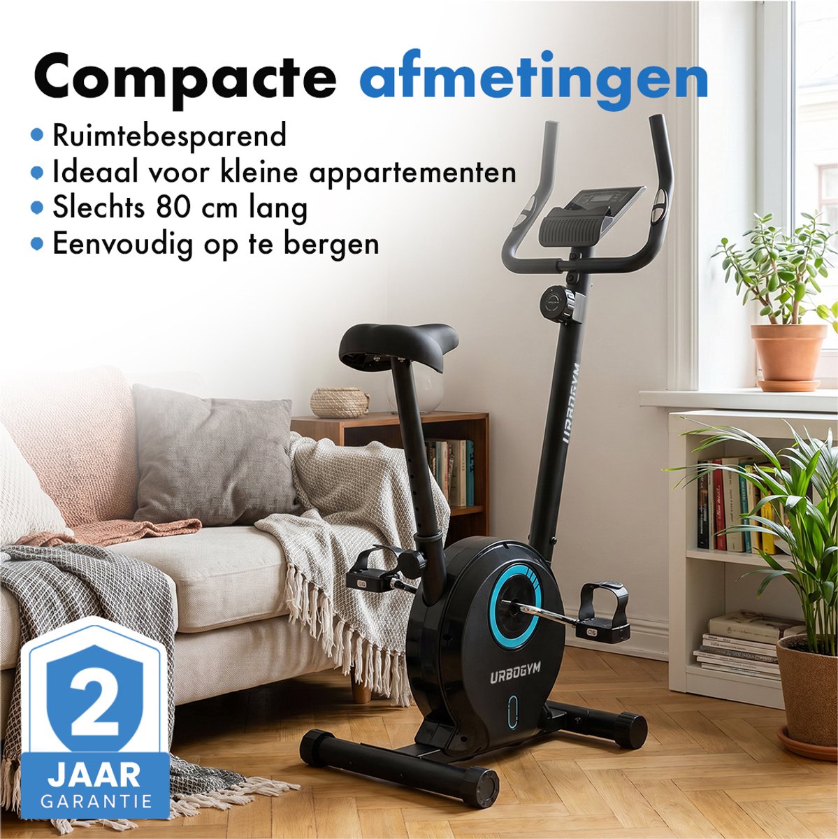 URBOGYM BAY BLUE Hometrainer - Magnetische Fitnessfiets - 8 Weerstandsniveaus - Vliegwiel 3 kg - Max. 110 kg - Blauw thumbnail 5