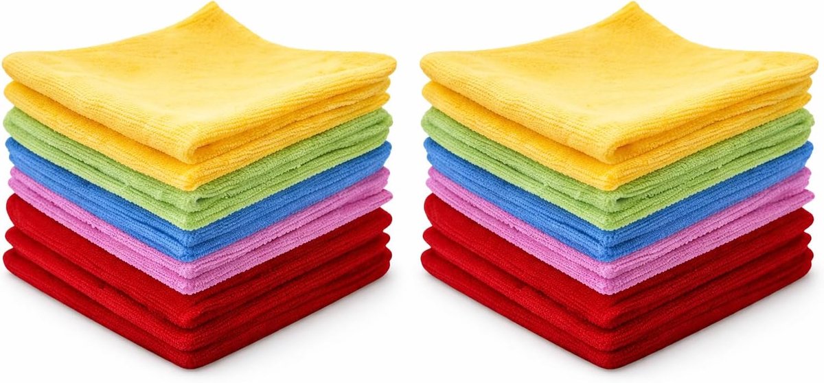 Microvezel Schoonmaakdoekjes Set van 20 - 30 x 30 cm - Wasbaar & Herbruikbaar - Voor Keuken, Auto, Ramen & Spiegels